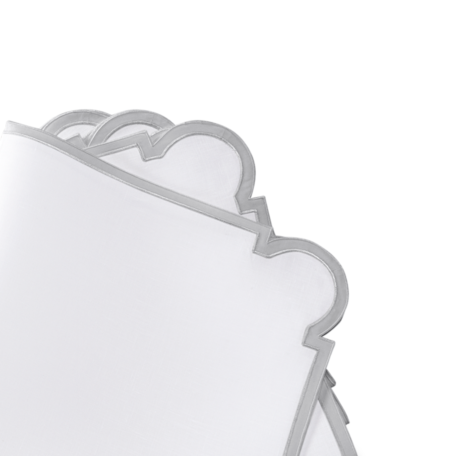 Stack of Matouk Mirasol Table Linen Napkins in Silver Color 