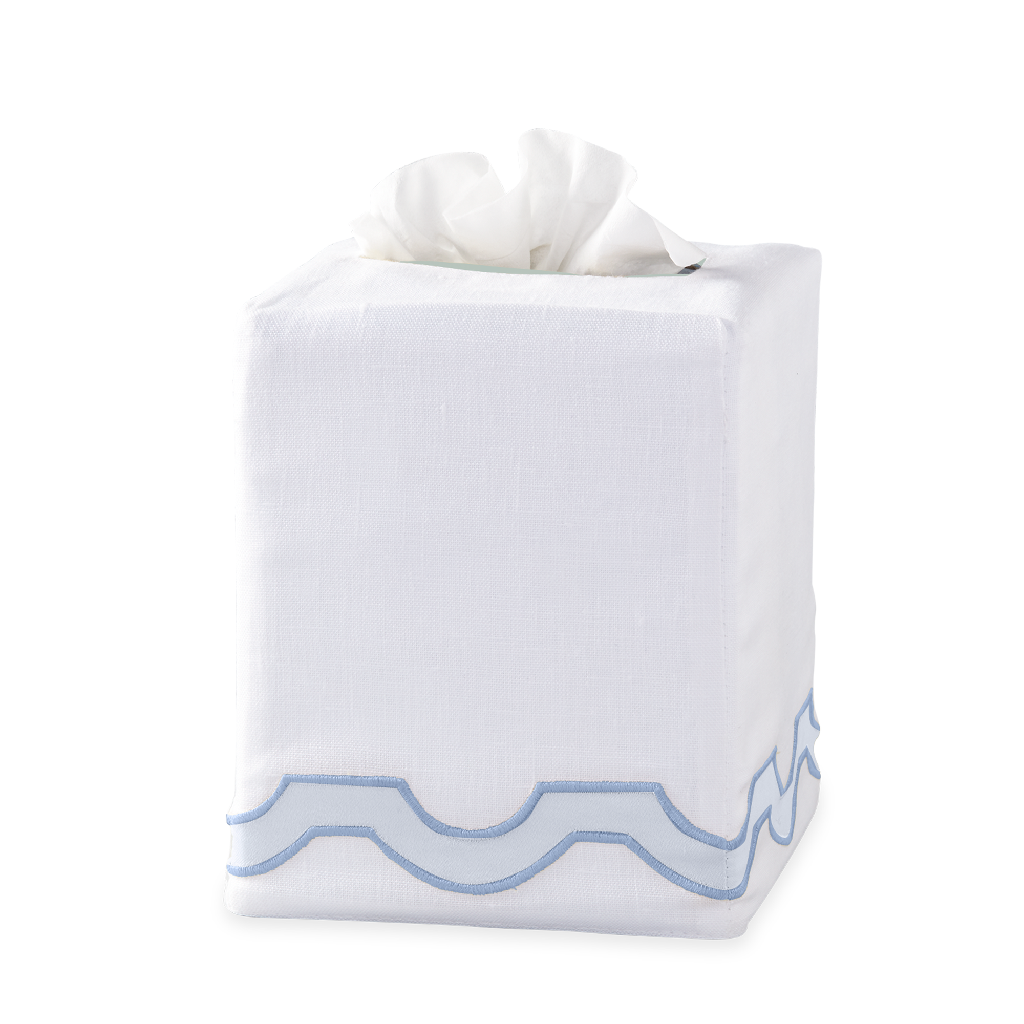 Silo Image of Matouk Mirasol Tissue Box Cover in Blue Color