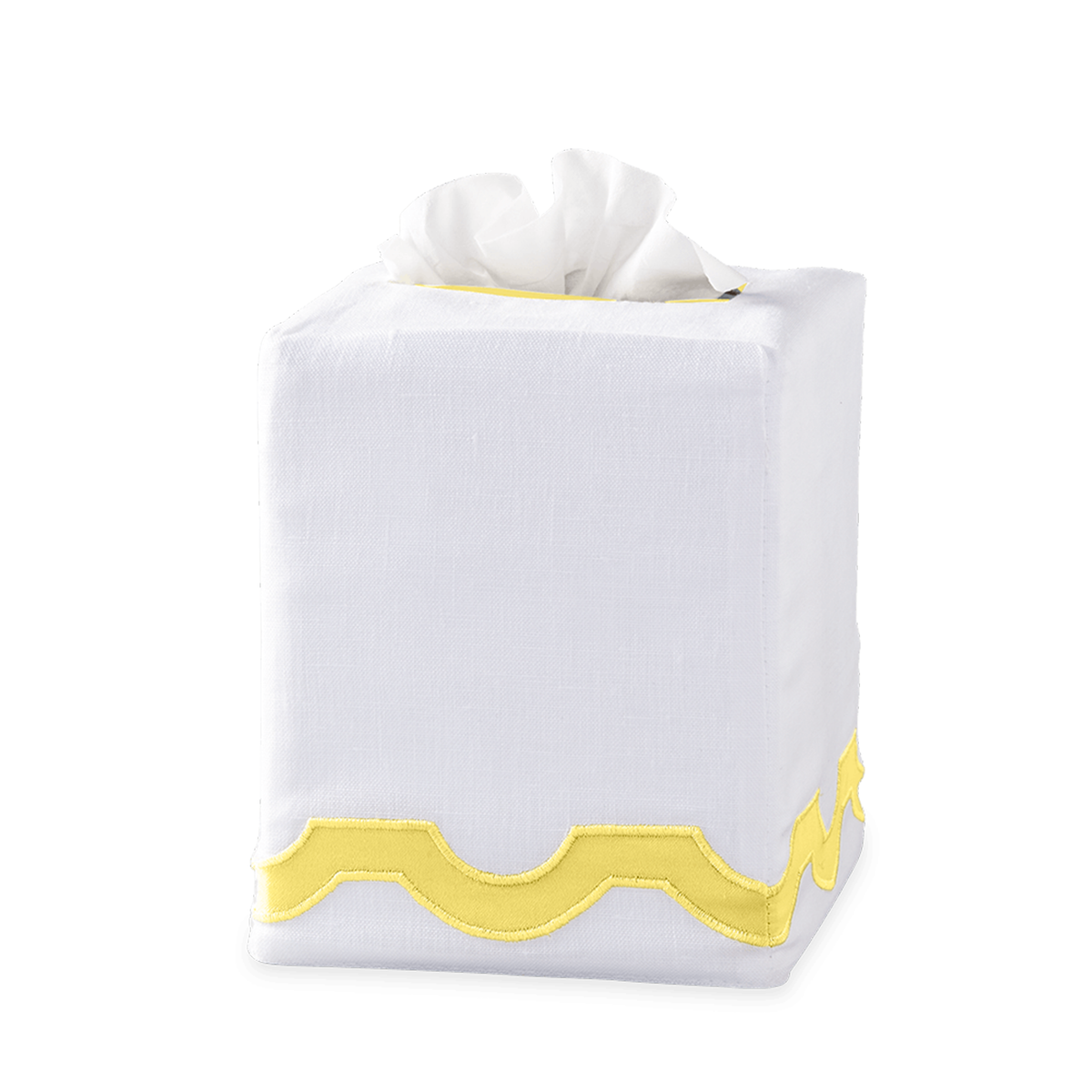 Silo Image of Matouk Mirasol Tissue Box Cover in Lemon Color