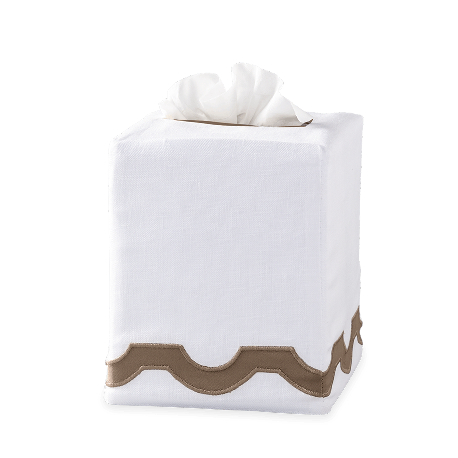 Silo Image of Matouk Mirasol Tissue Box Cover in Mocha Color