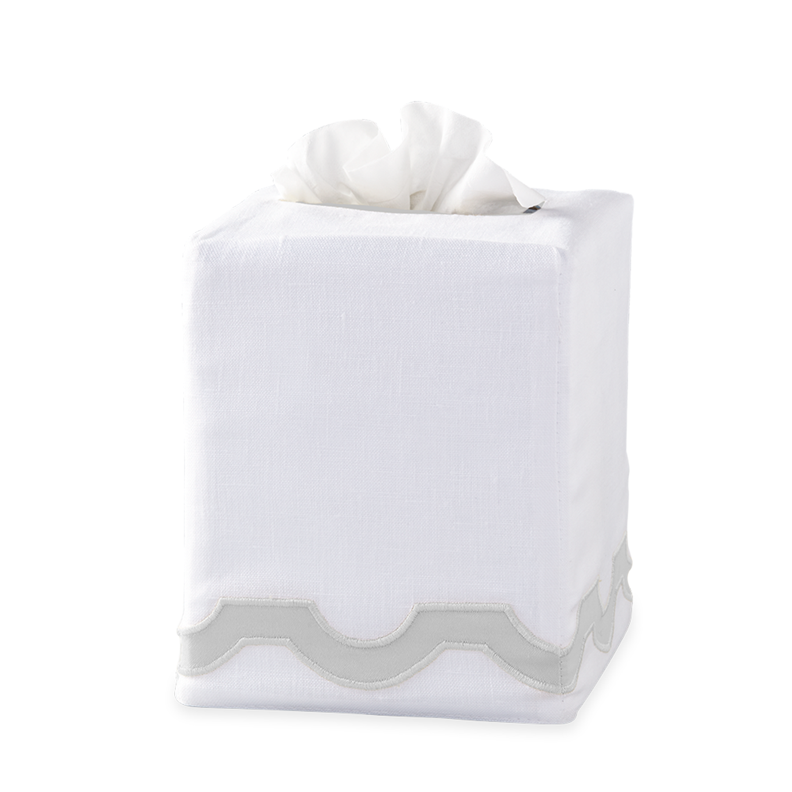 Silo Image of Matouk Mirasol Tissue Box Cover in Silver Color