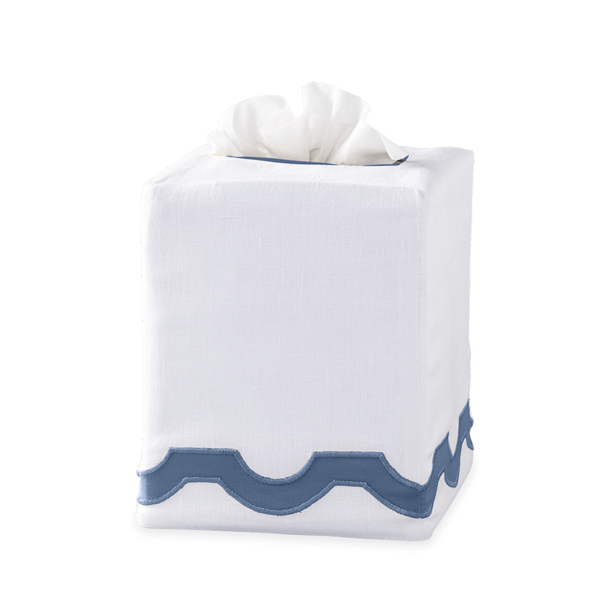Silo Image of Matouk Mirasol Tissue Box Cover in Steel Blue Color