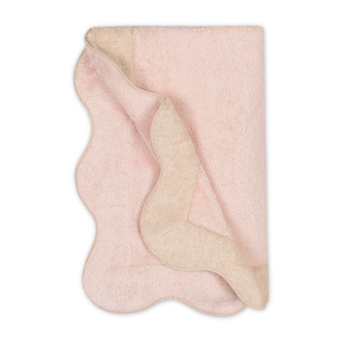 Folded Matouk Neptune Beach Towels in Blush/Sand Color