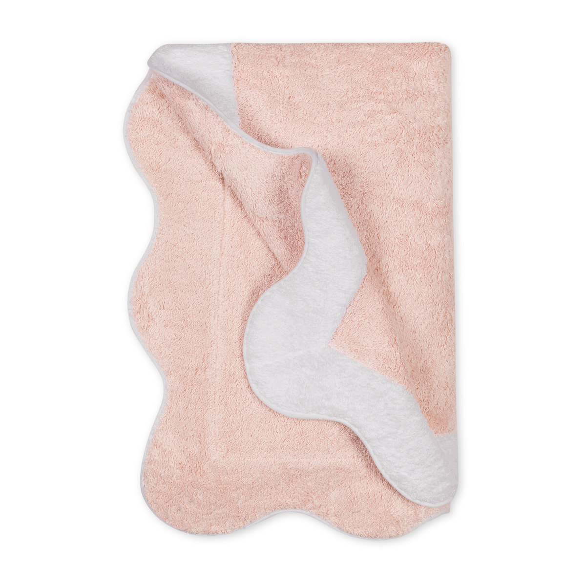 Folded Matouk Neptune Beach Towels in Blush/White Color