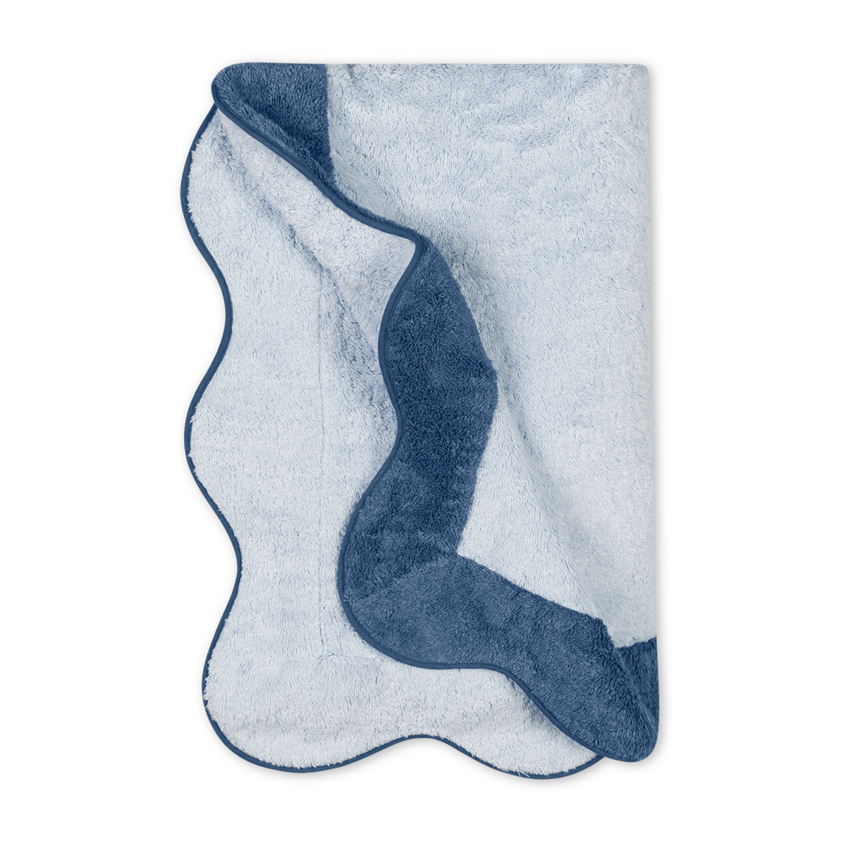 Folded Matouk Neptune Beach Towels in Light Blue/Sea Color