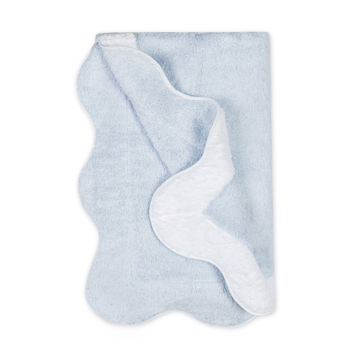 Folded Matouk Neptune Beach Towels in Light Blue/White Color