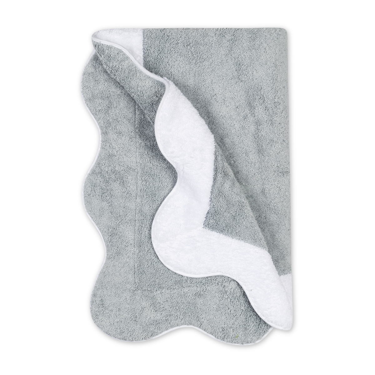 Folded Matouk Neptune Beach Towels in Pool/White Color