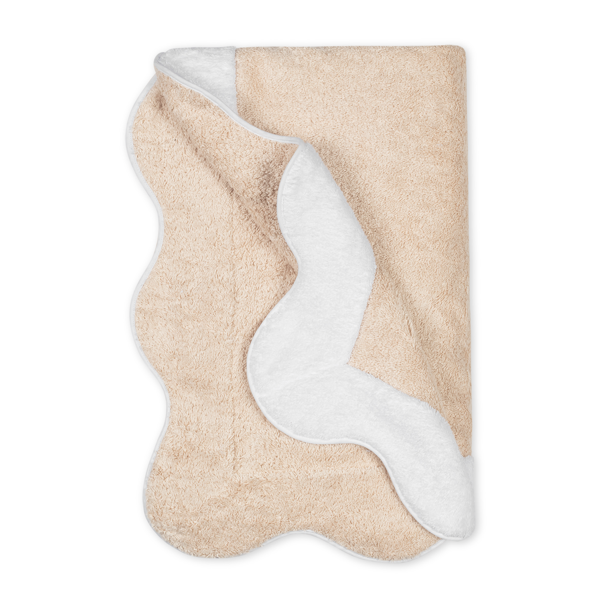 Folded Matouk Neptune Beach Towels in Sand/White Color