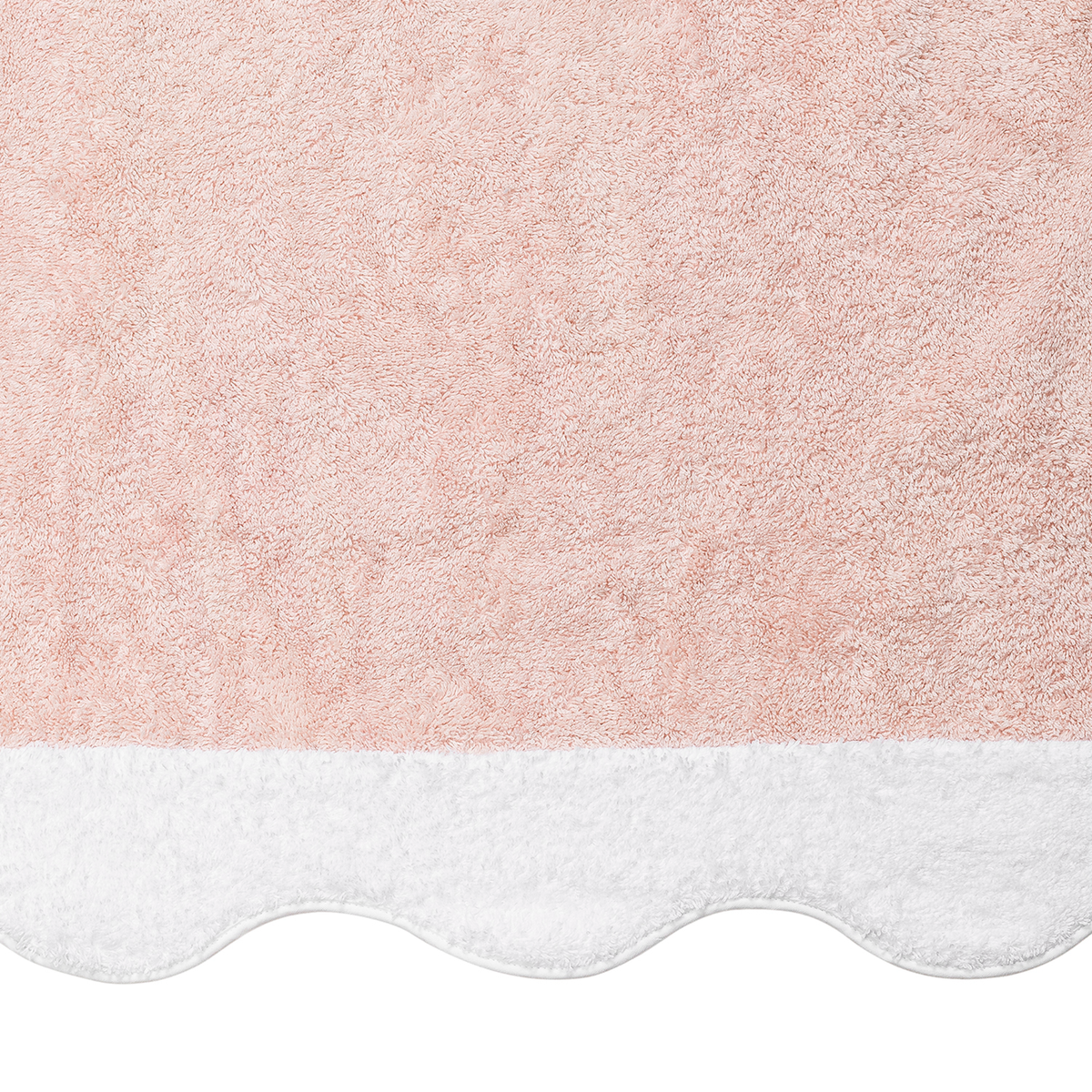 Fabric Closeup of Matouk Neptune Beach Towels in Blush/White Color
