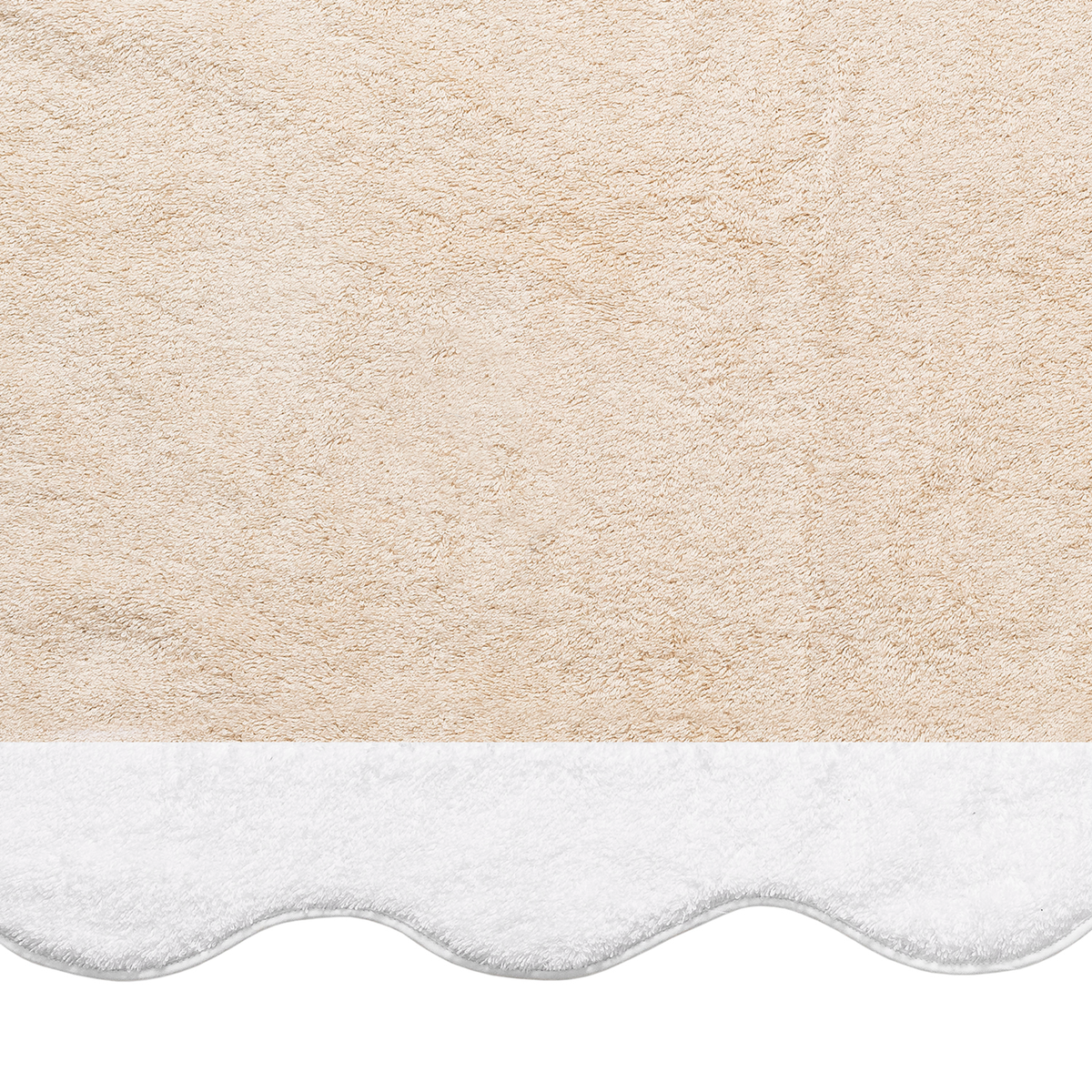 Fabric Closeup of Matouk Neptune Beach Towels in Sand/White Color