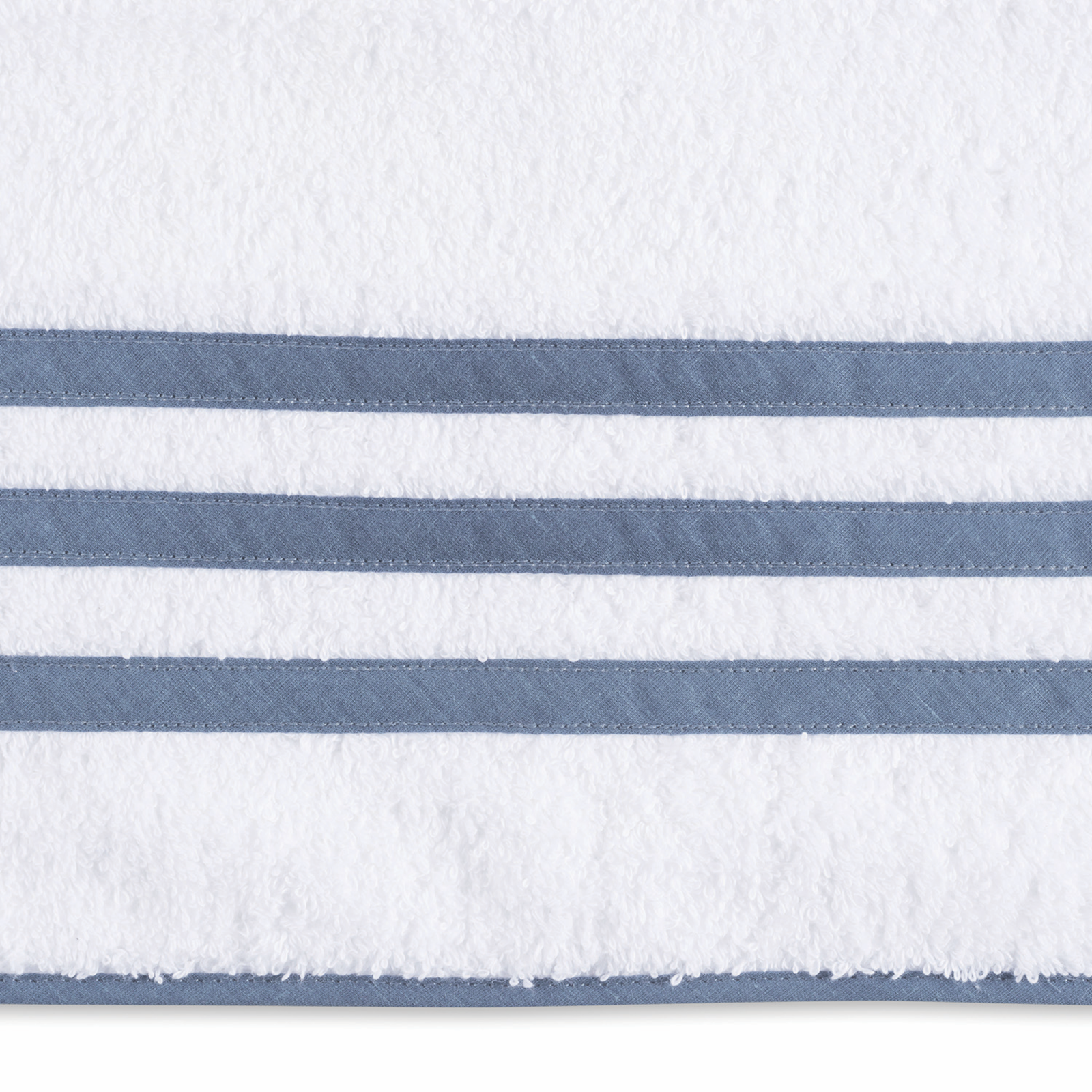 Folded Matouk Newport Bath Towels in Sea Color