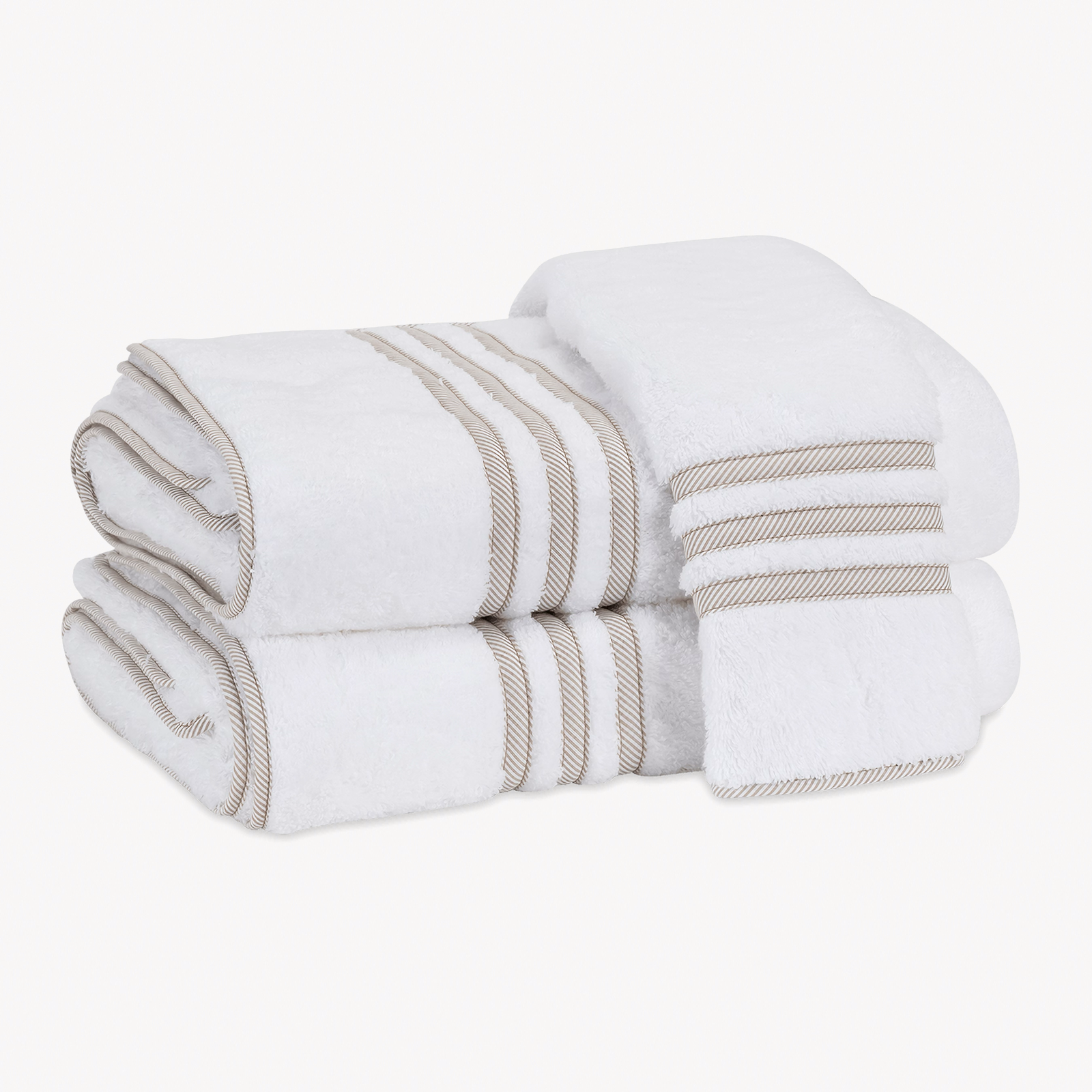 Matouk Newport Bath Towels in Tan Stripe