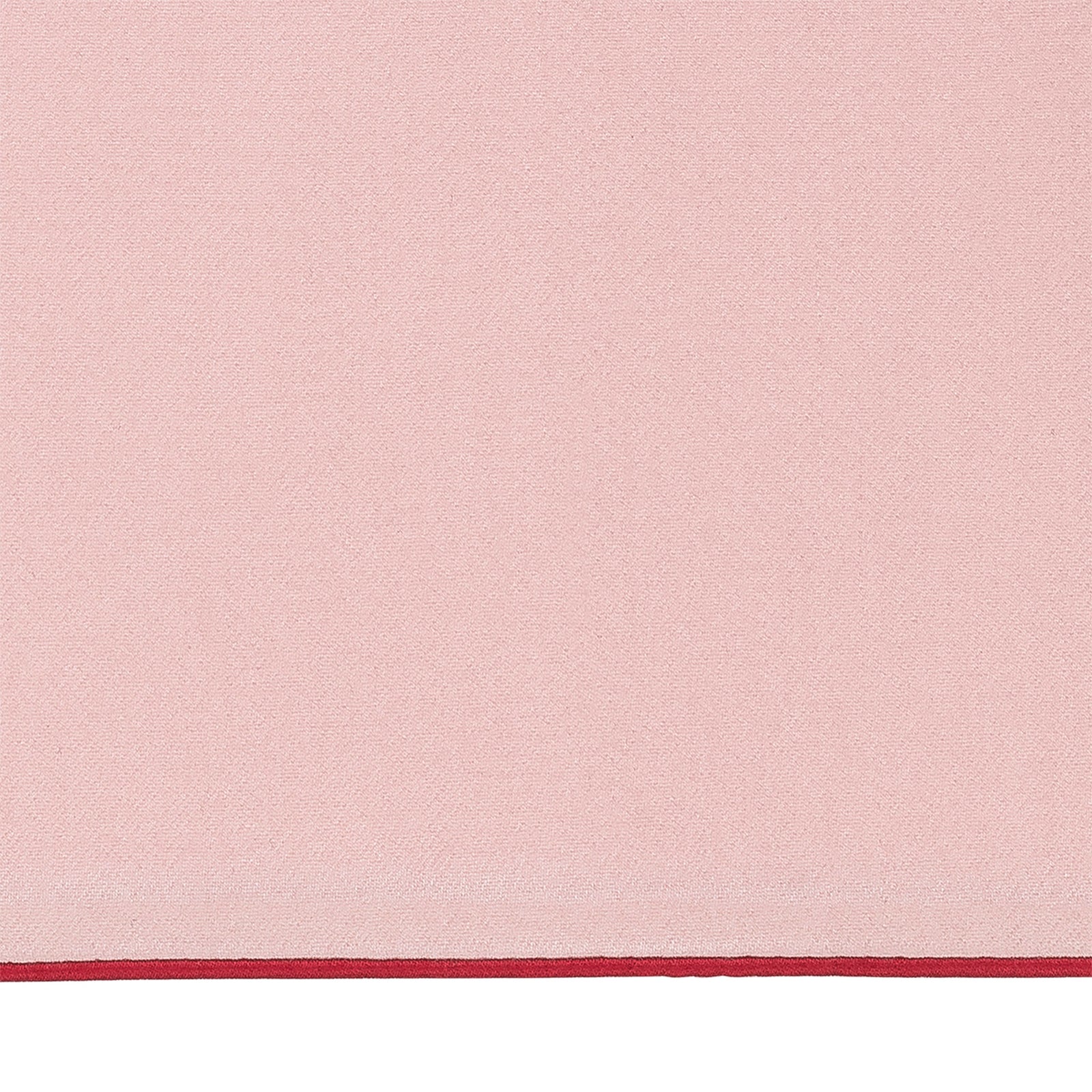 Side View of Model Wearing Matouk Nocturne Pajama Set in Color Pink and Scarlet