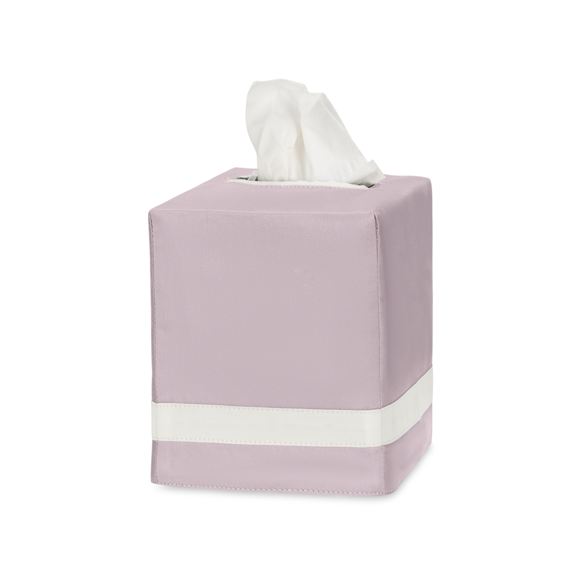 Matouk Nocturne Tissue Box Cover in Deep Lilac and Bone