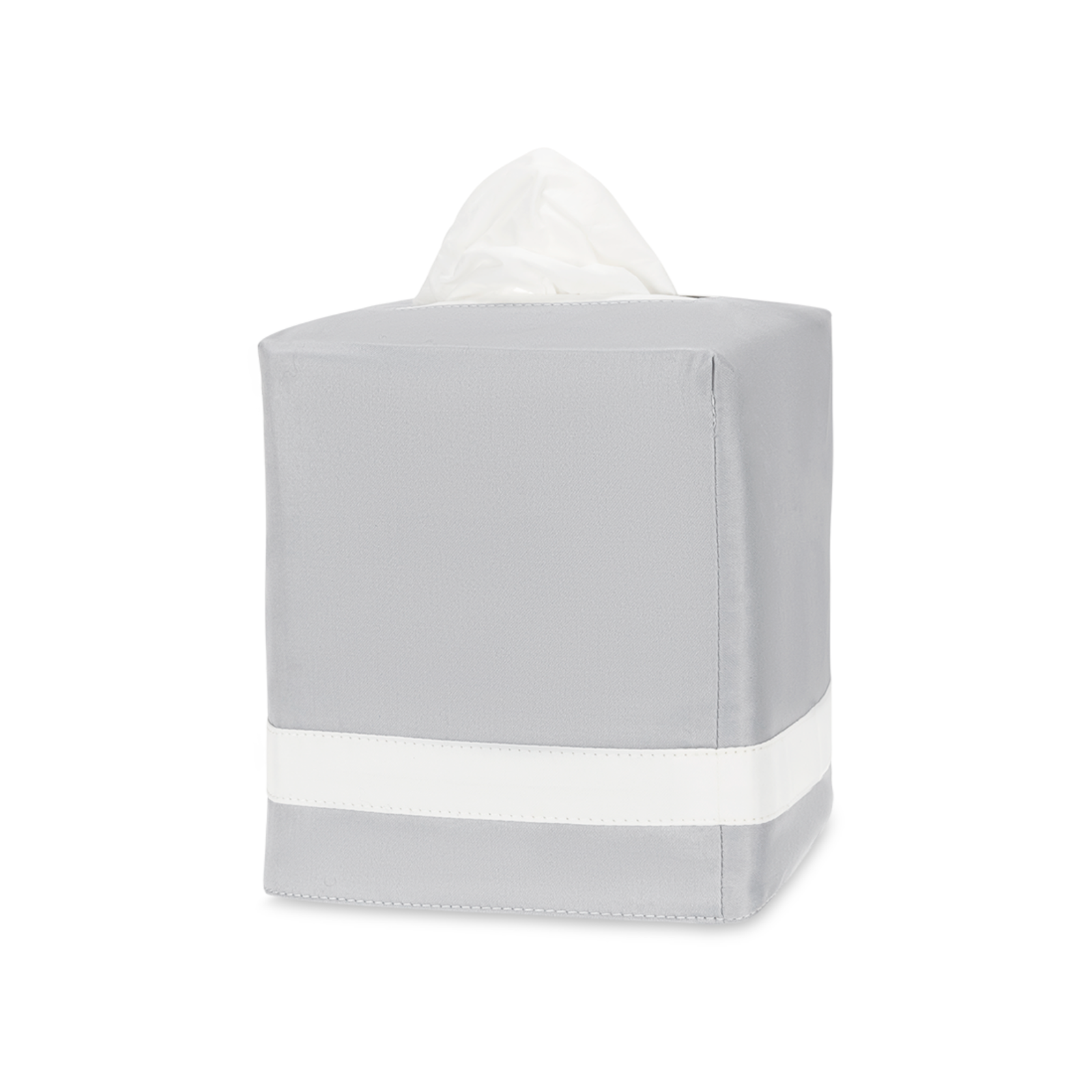 Matouk Nocturne Tissue Box Cover in Dove and Bone