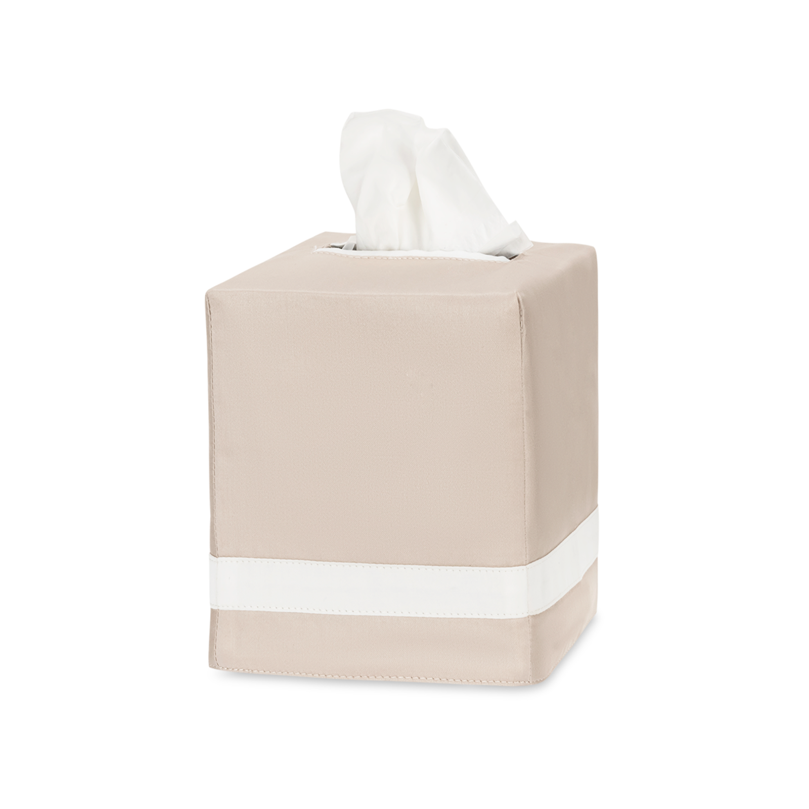 Matouk Nocturne Tissue Box Cover in Dune and Bone