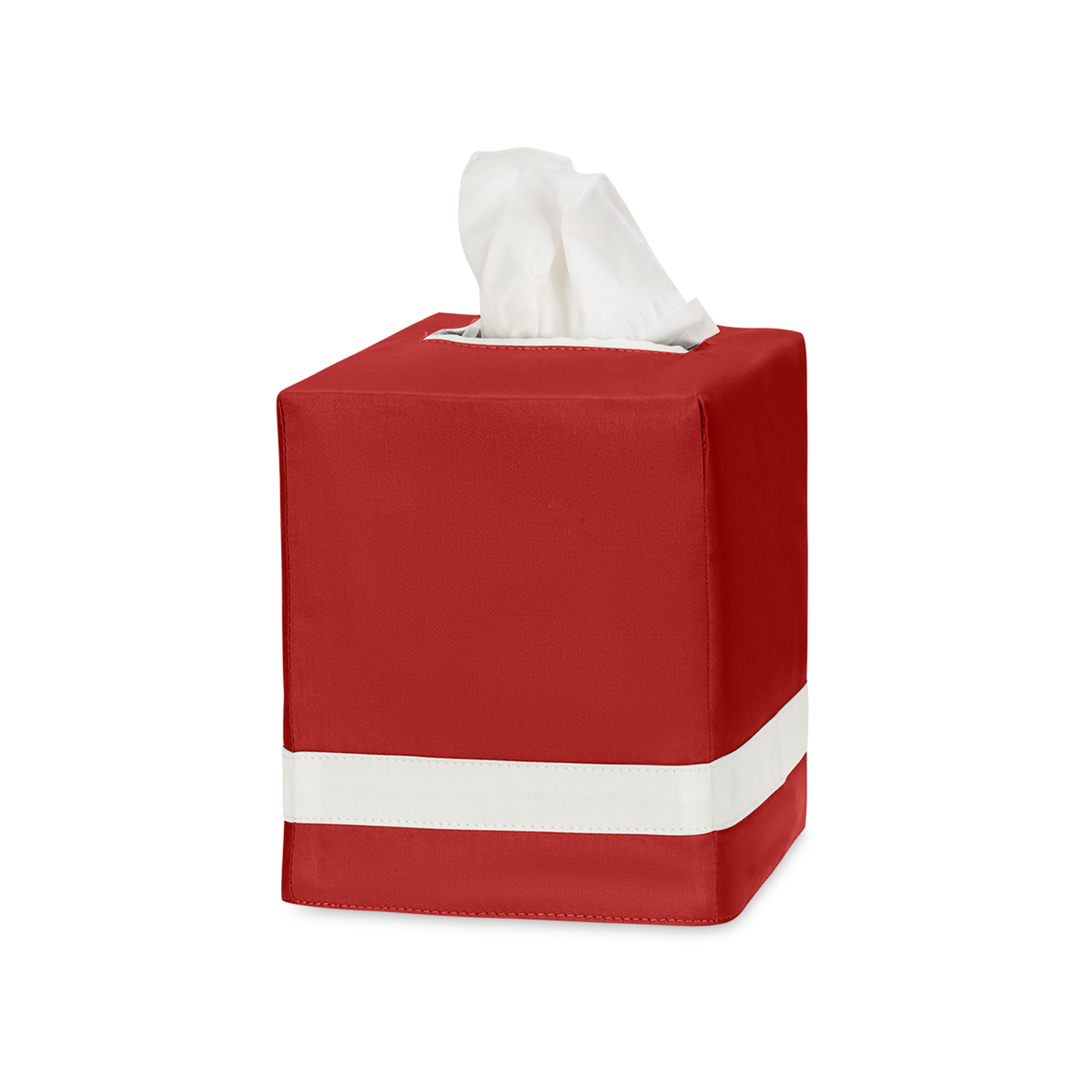 Matouk Nocturne Tissue Box Cover in Scarlet and Bone