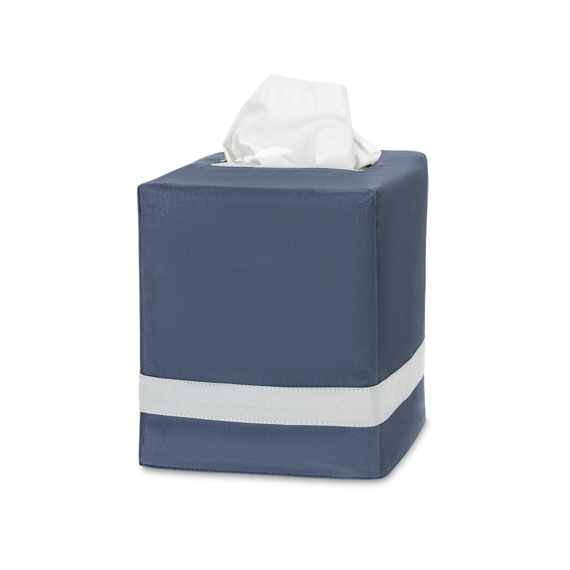 Matouk Nocturne Tissue Box Cover in Steel Blue and Pool