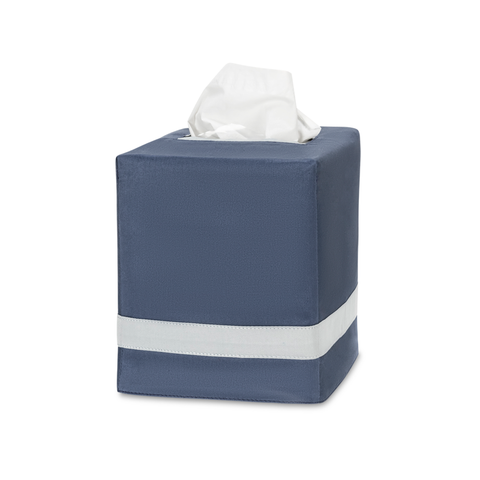 Matouk Nocturne Tissue Box Cover - Steel Blue/Pool featured image