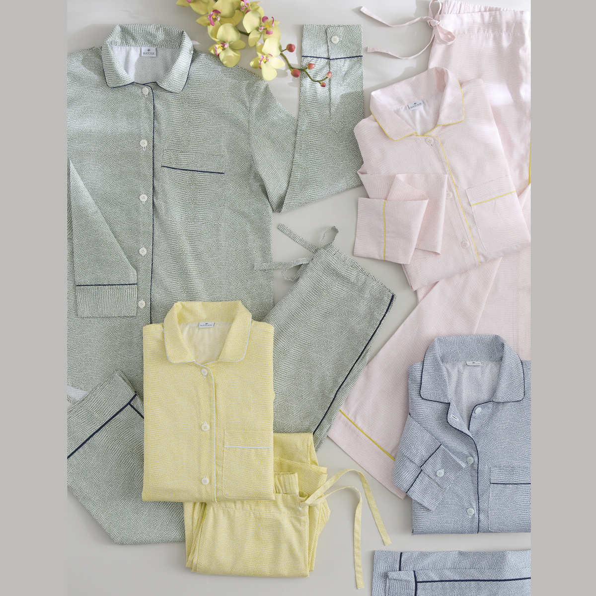 Vertical Layout of Matouk Jasper Pajama Sets