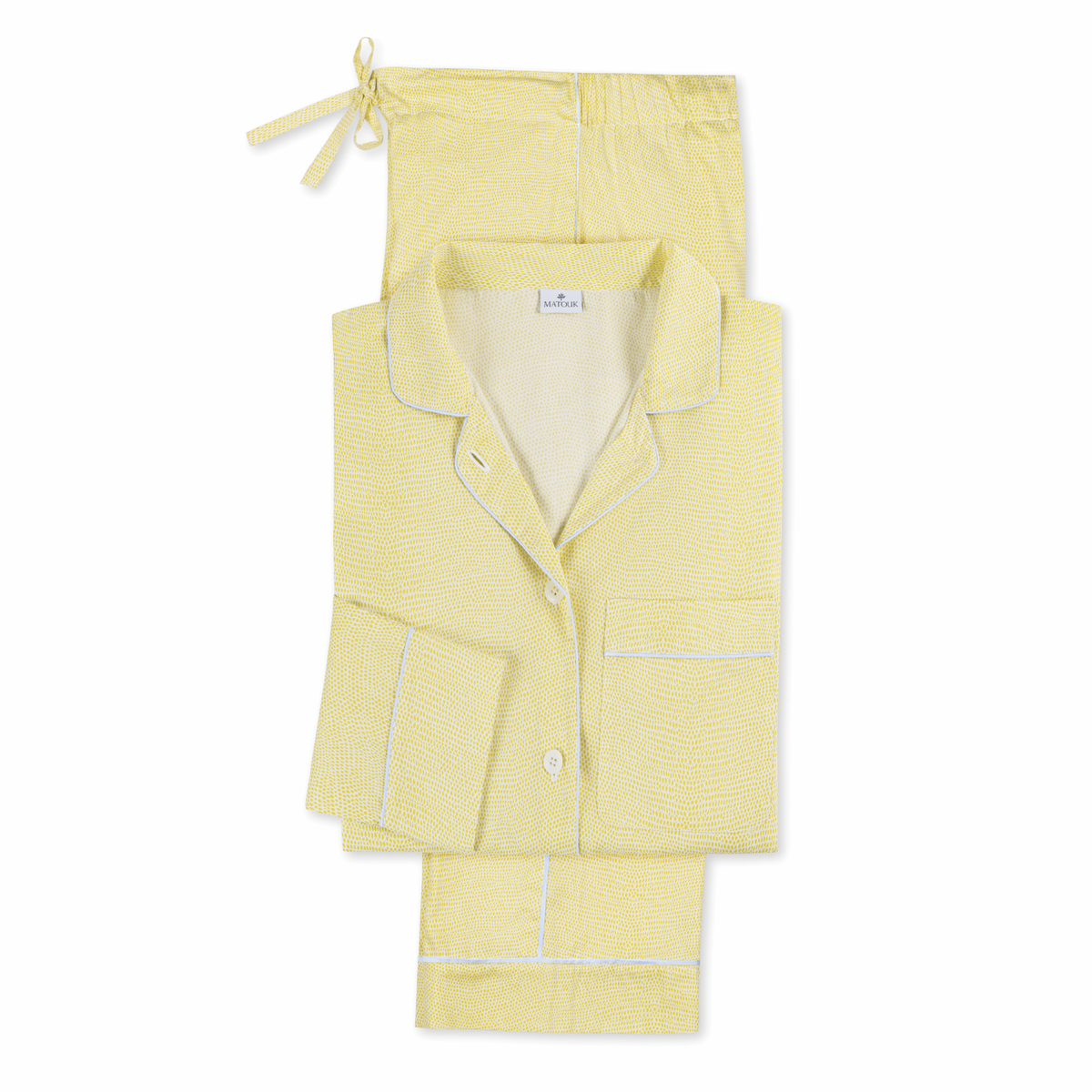 Laid Flat Matouk Jasper Pajama in Lemon and Blue