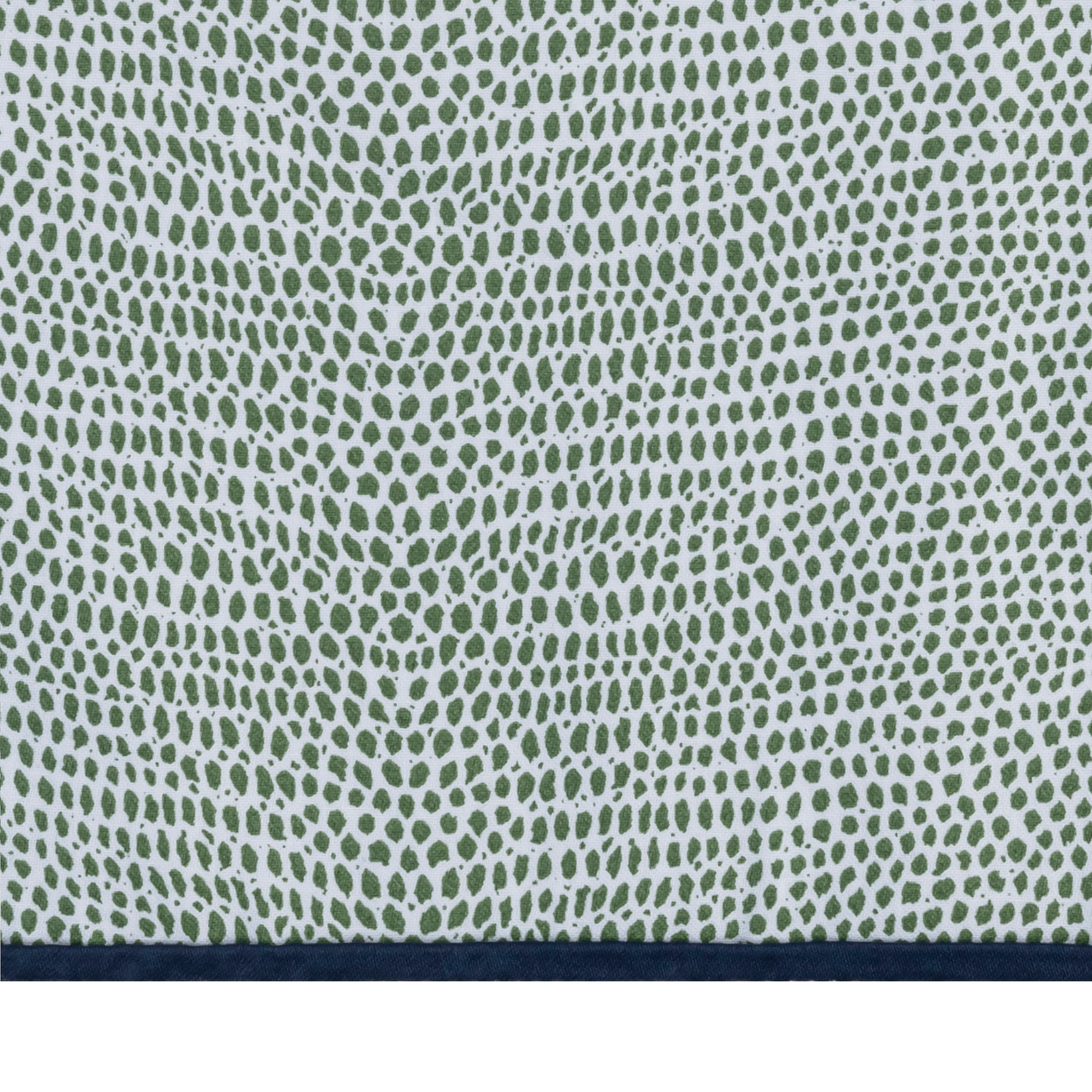 Woman Wearing a Matouk Jasper Pajama Set in Green and Navy Color