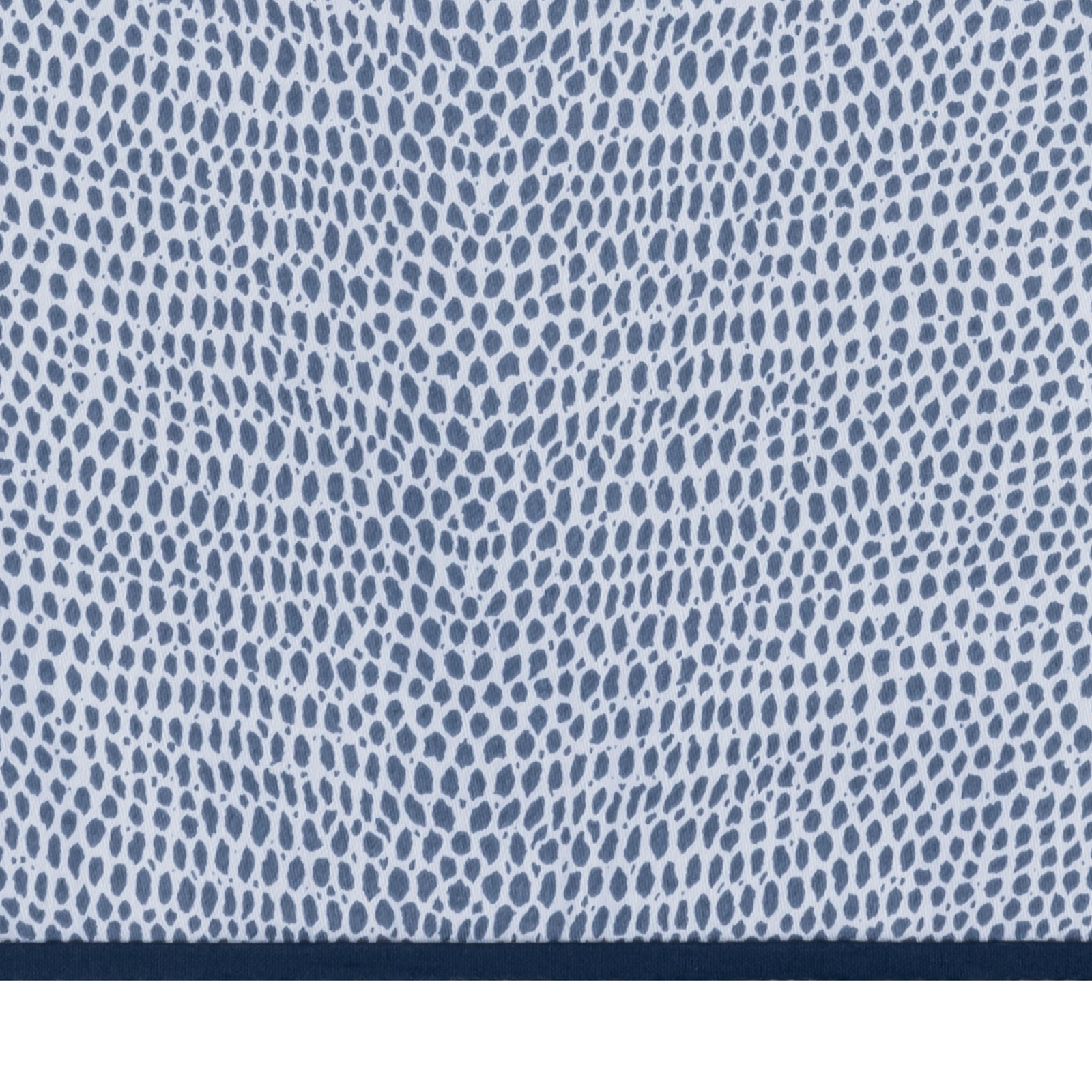 Woman Wearing a Matouk Jasper Pajama Set in Steel Blue and Navy Color