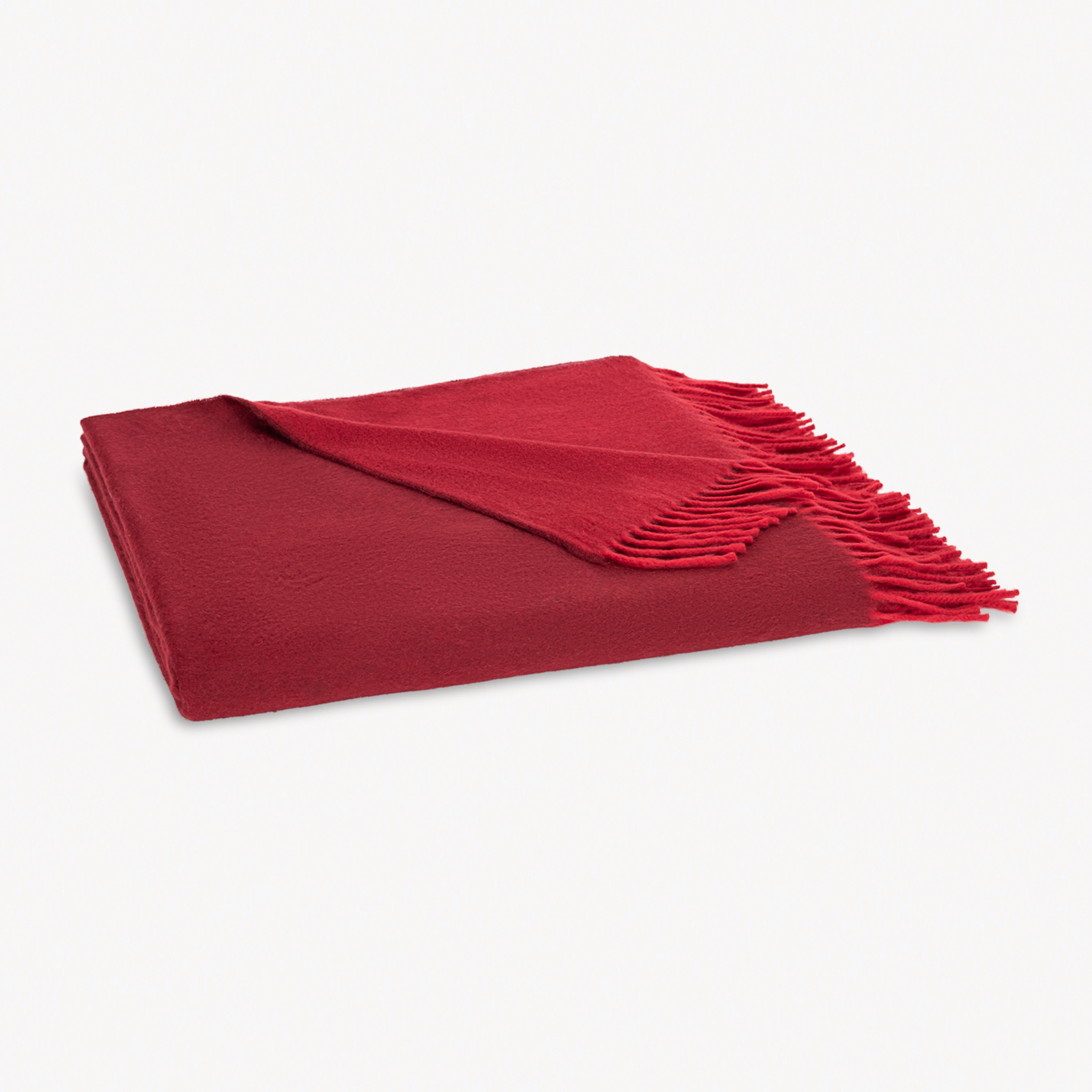 Folded Matouk Paley Throw in Crimson and Scarlet