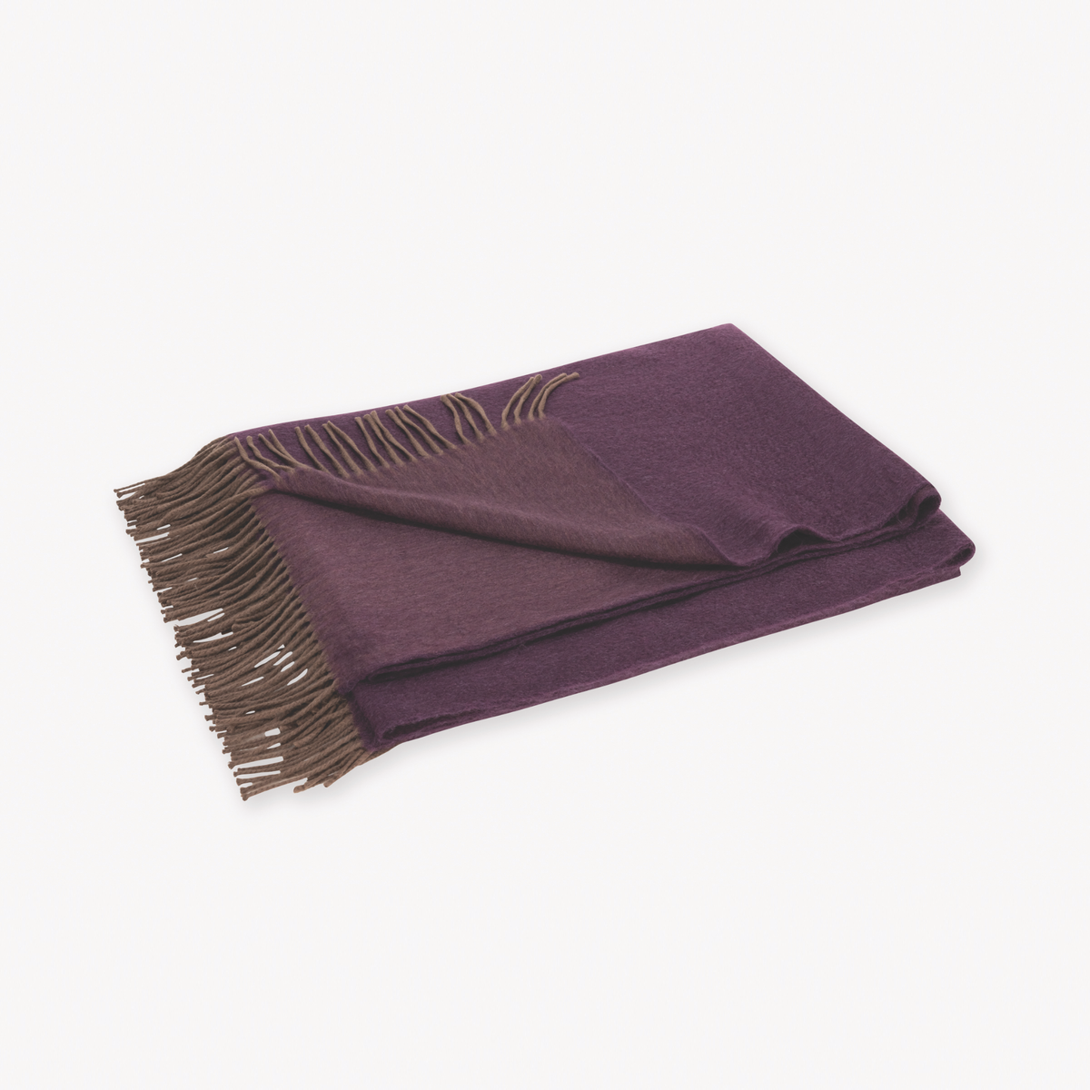 Folded Matouk Paley Throw in Mulberry and Oak Colors