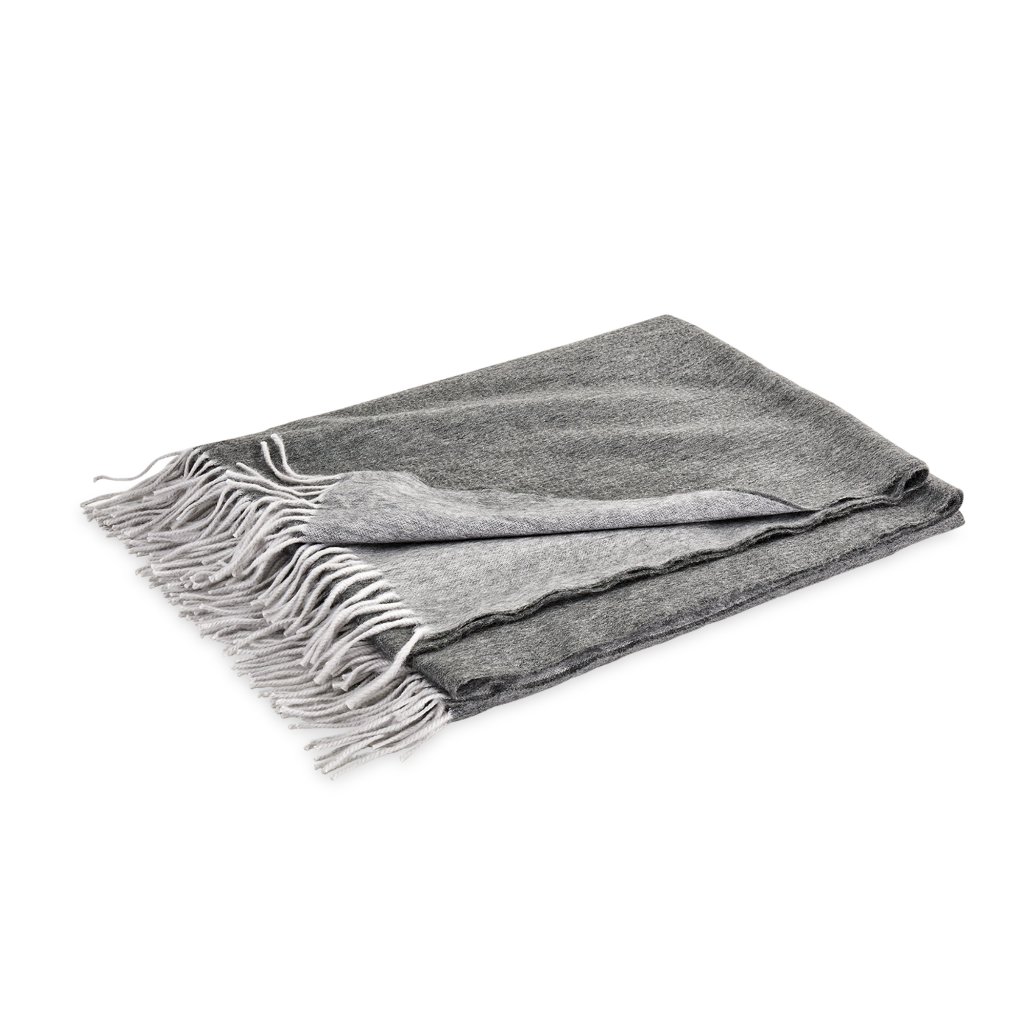 Folded Matouk Paley Throws in Heather and Charcoal Color