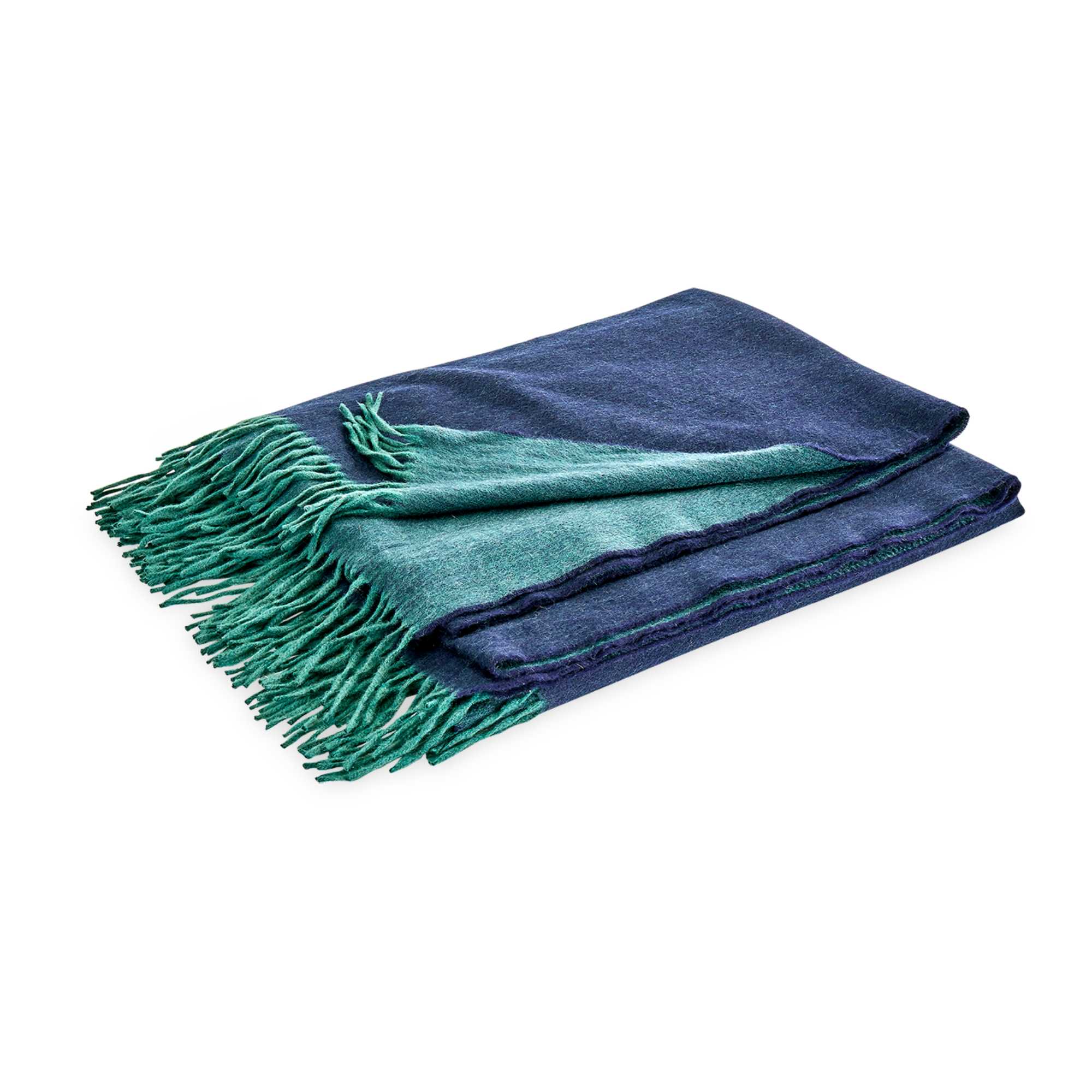 Folded Matouk Paley Throws in Jade and Navy Color