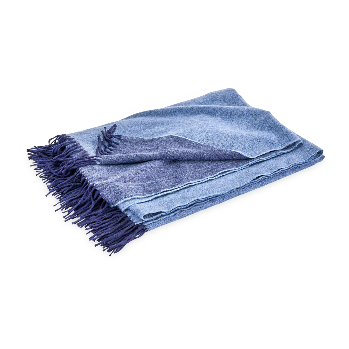Folded Matouk Paley Throws in Navy and Chambray Color