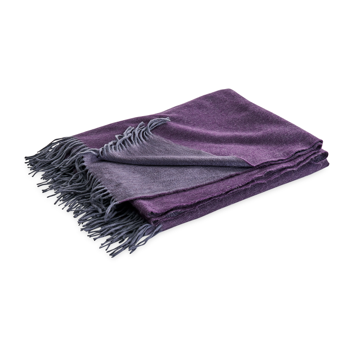 Folded Matouk Paley Throws in Night and Mulberry Color