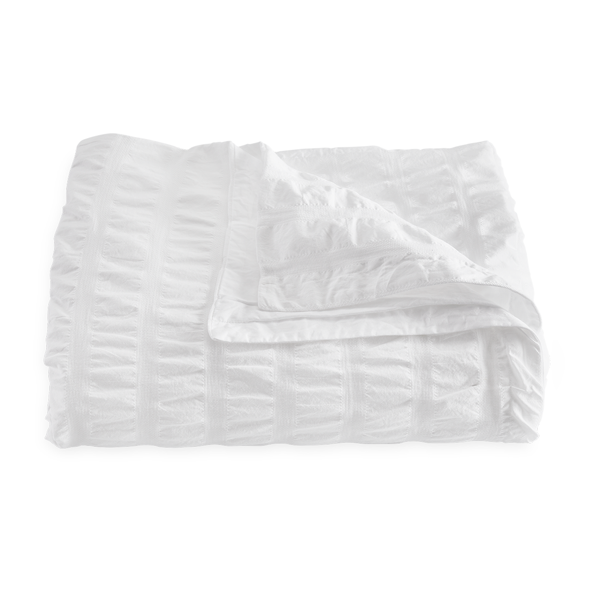 Folded Duvet Cover of Matouk Panama Bedding in Color White