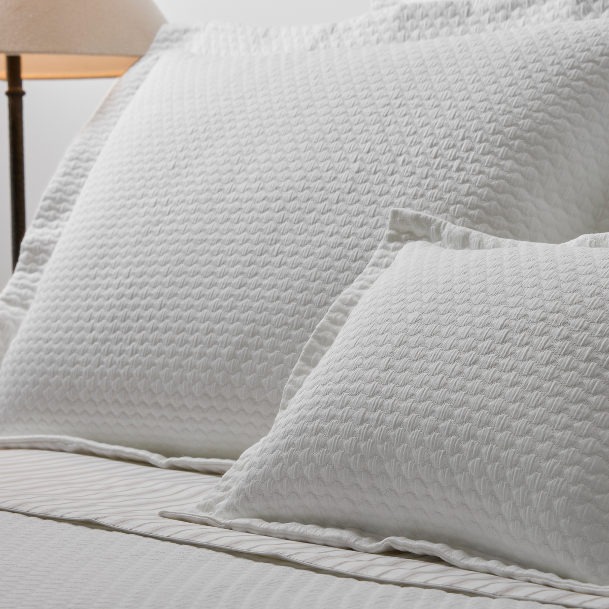 Detailed View of White Matouk Perla Bedding