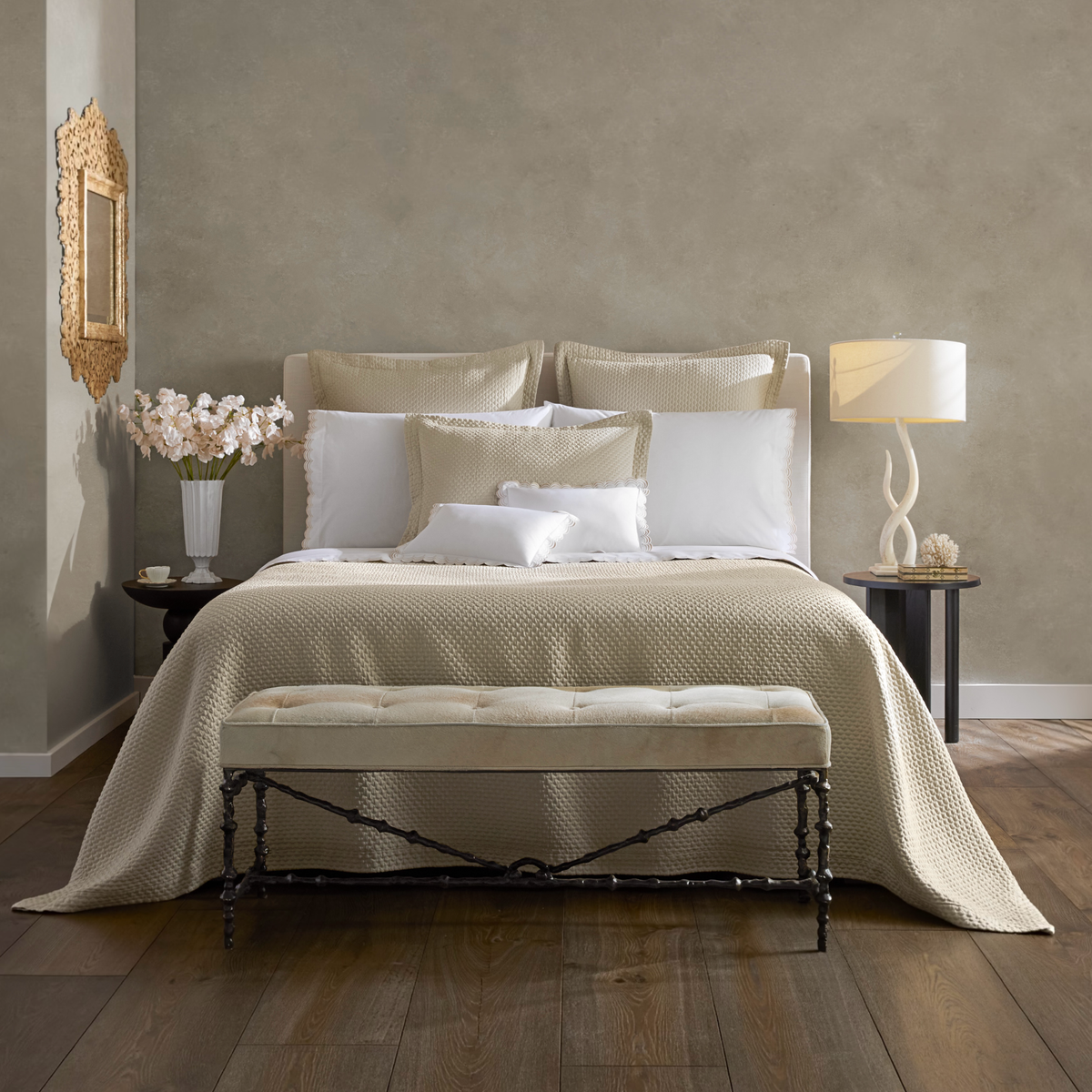 Bed in Almond Matouk Perla Bedding