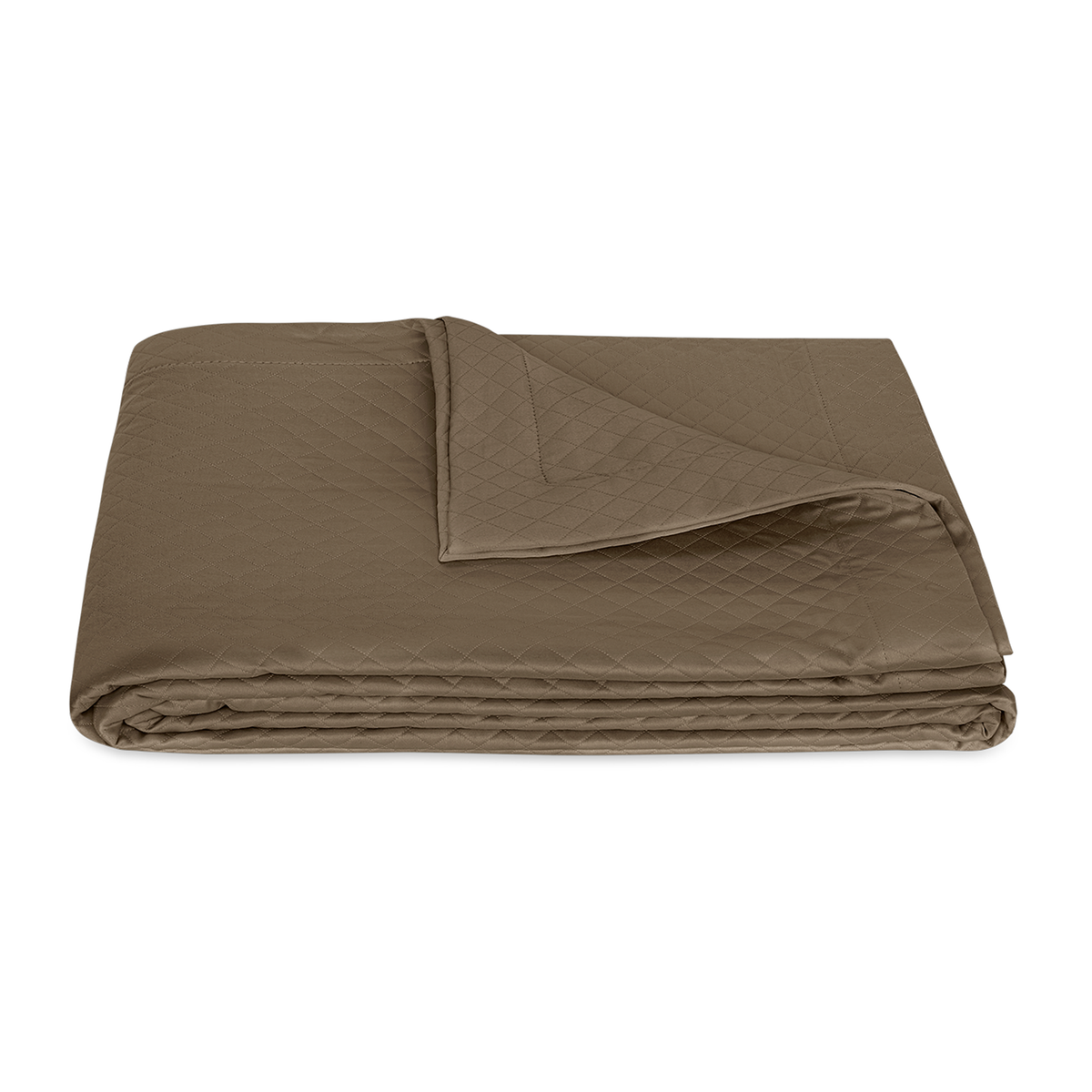 Folded Coverlet of Matouk Petra Bedding in Color Mocha