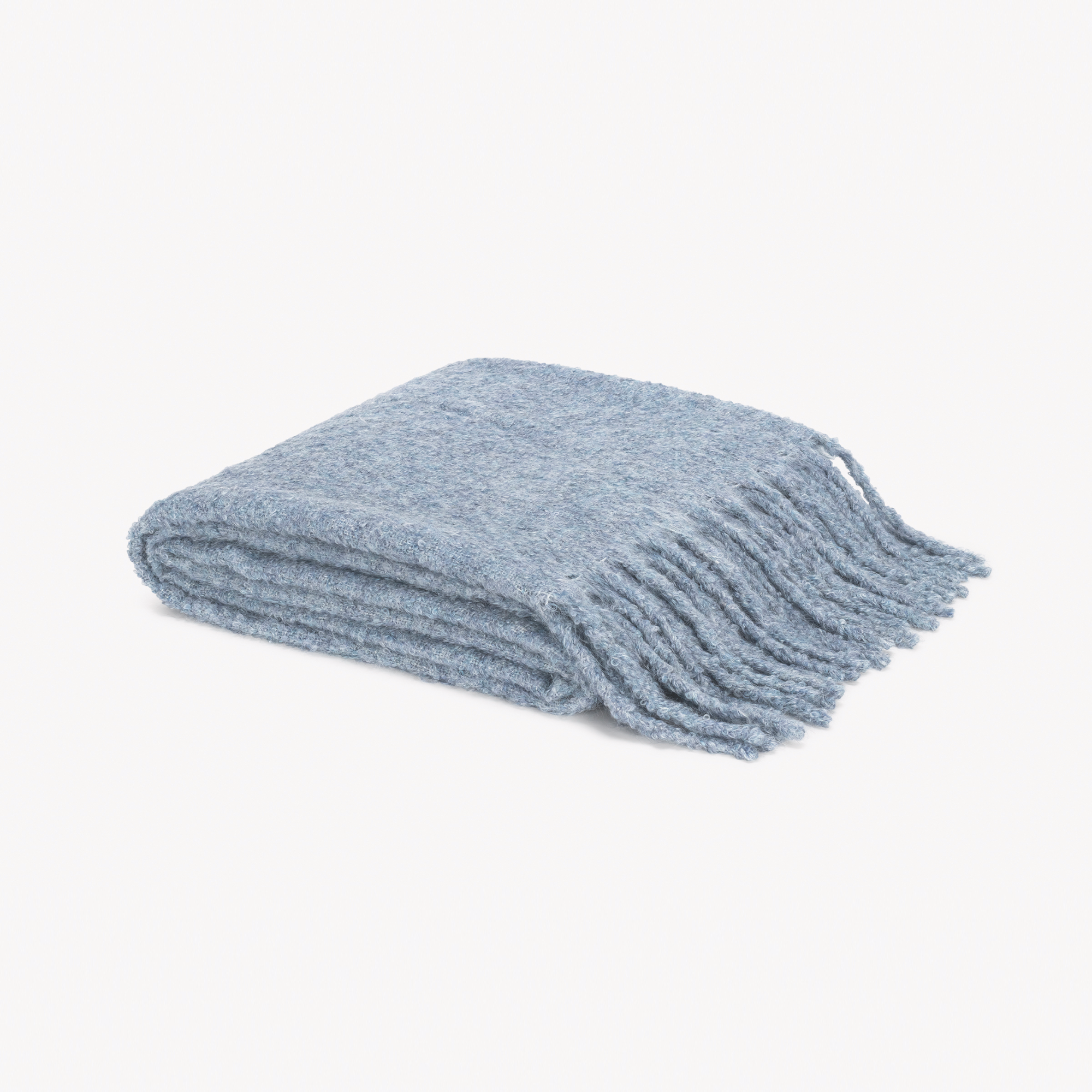 Folded Matouk Poncho Throw in Hazy Blue