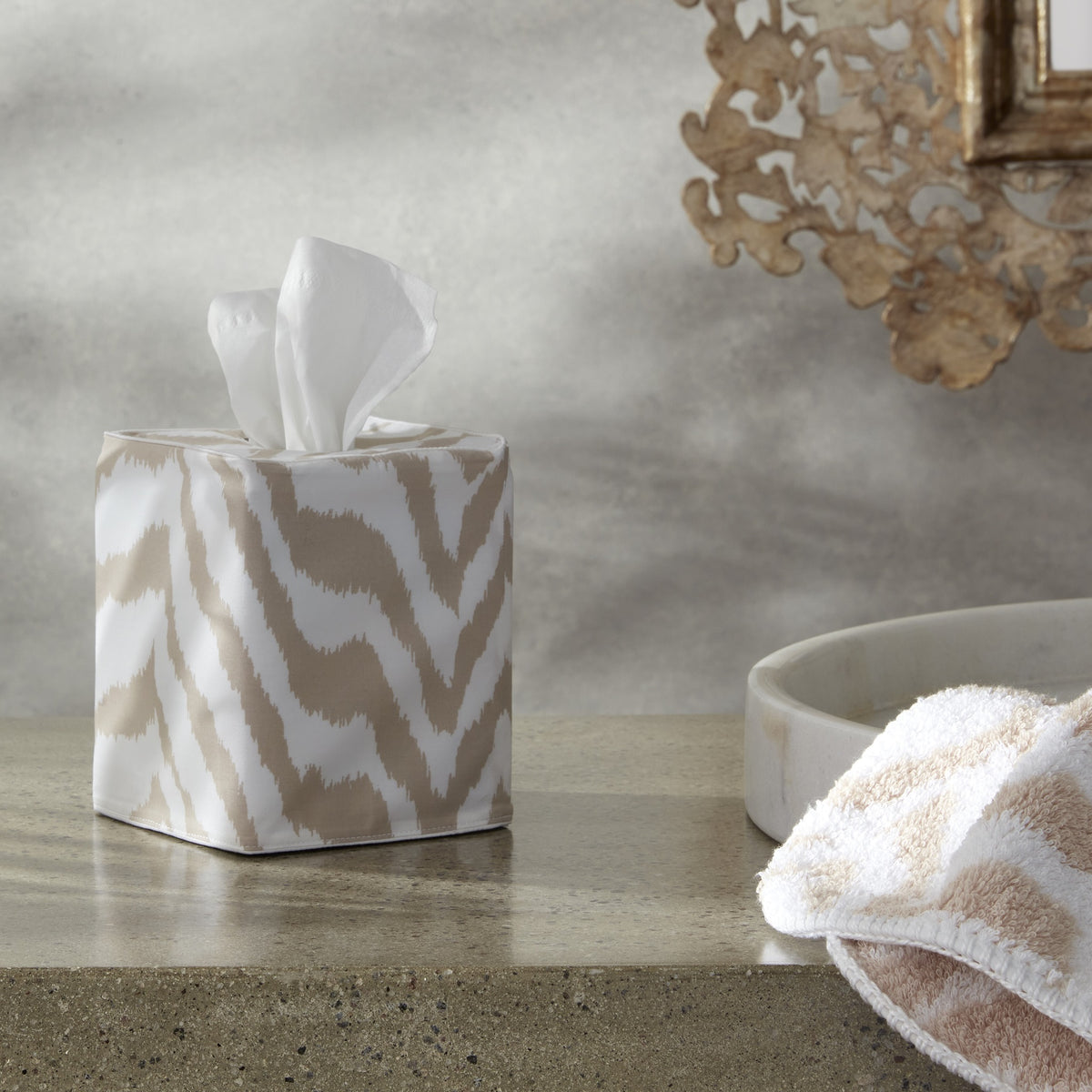 Lifestyle Image of Matouk Quincy Tissue Box Cover
