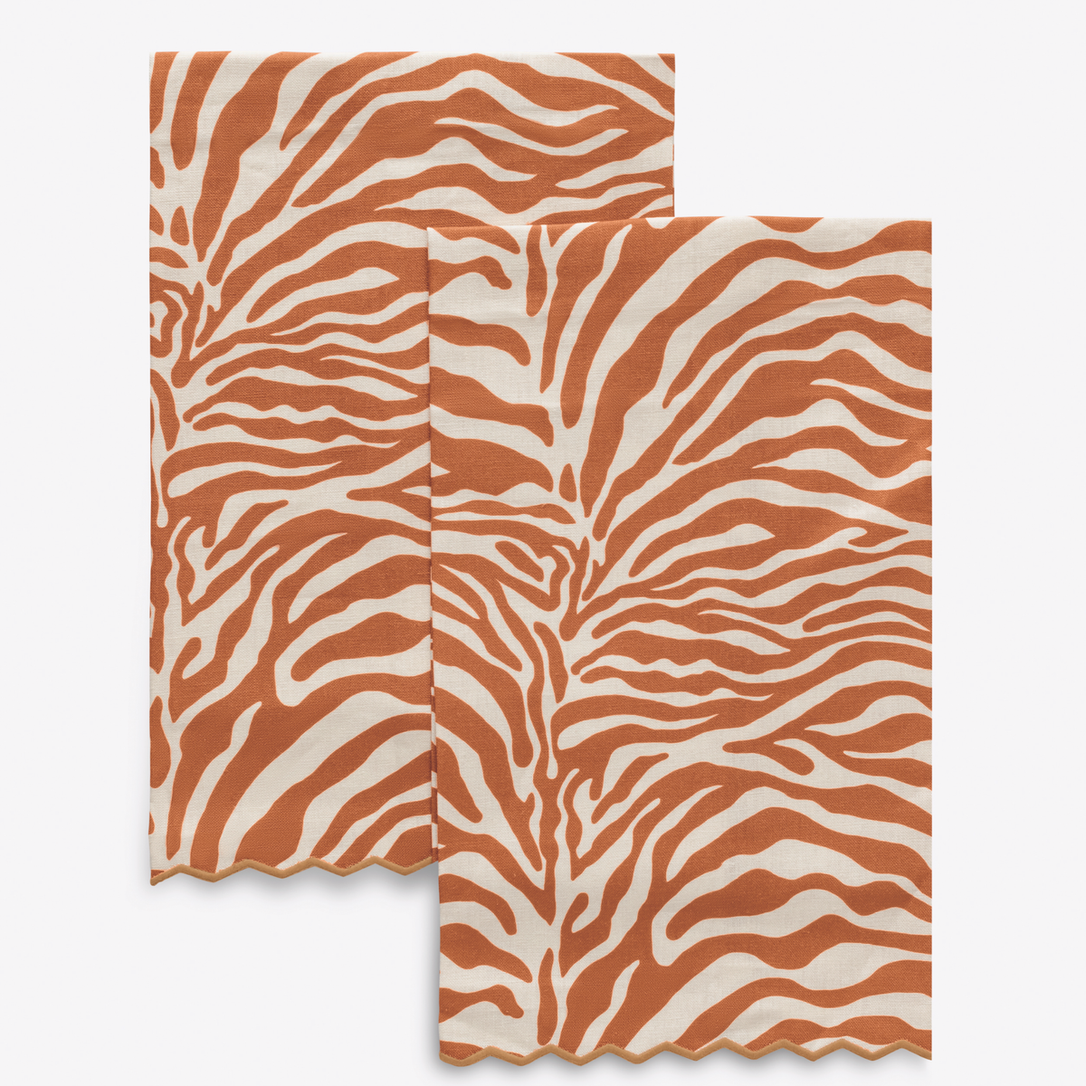 Matouk Regine Guest Towels (Persimmon) | Zebra Motif, Bold Energy