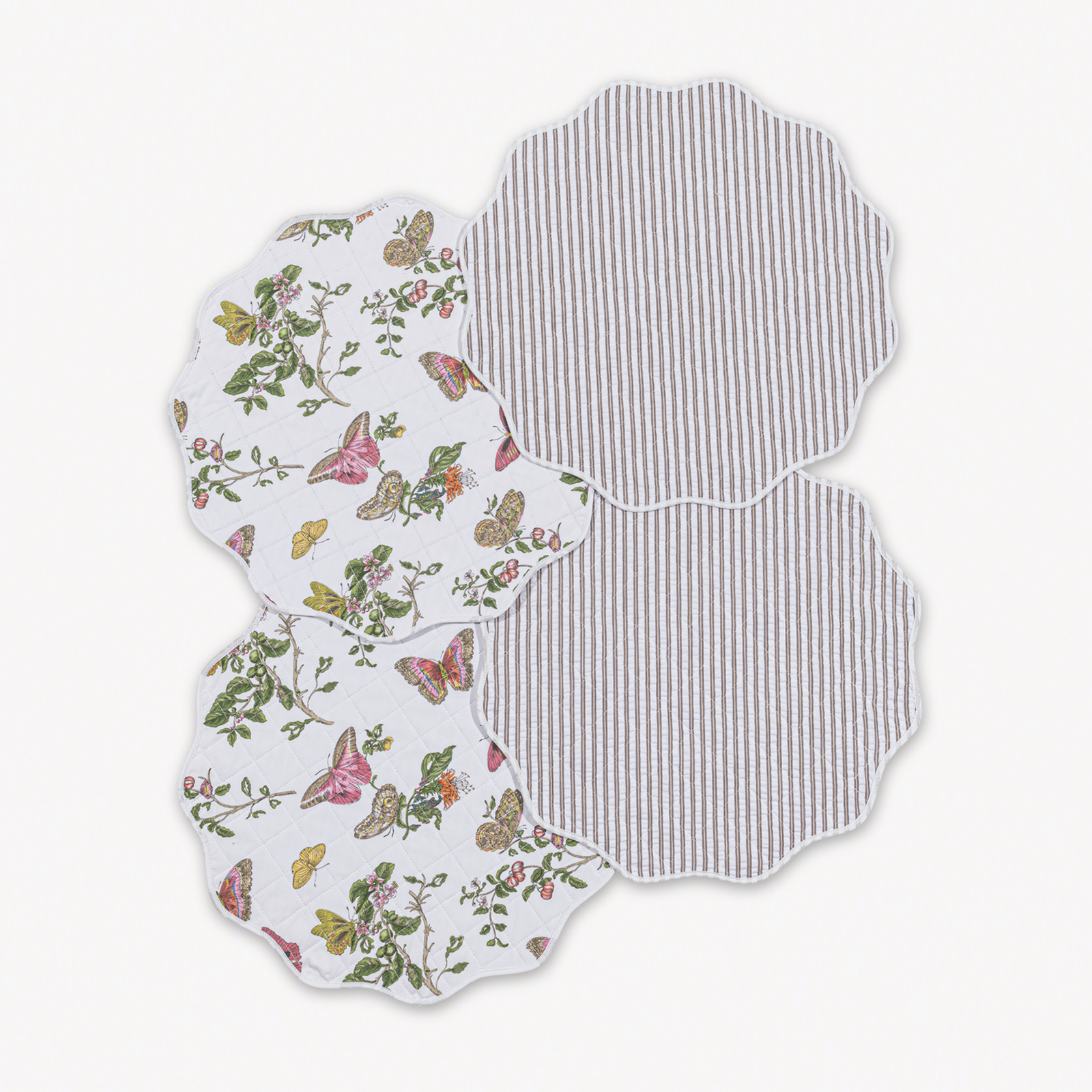 Pack of 4 Matouk Reversible Placemats Collection in Baudin Butterfly Pink/Matteo Bark