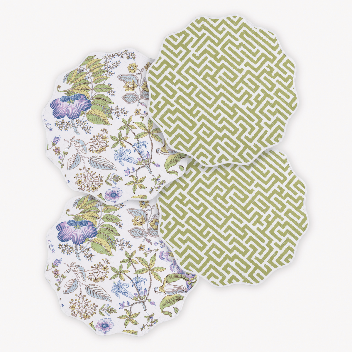 Matouk Reversible Placemat Collection in Pomegranate Lilac and Gabriel Grass colors