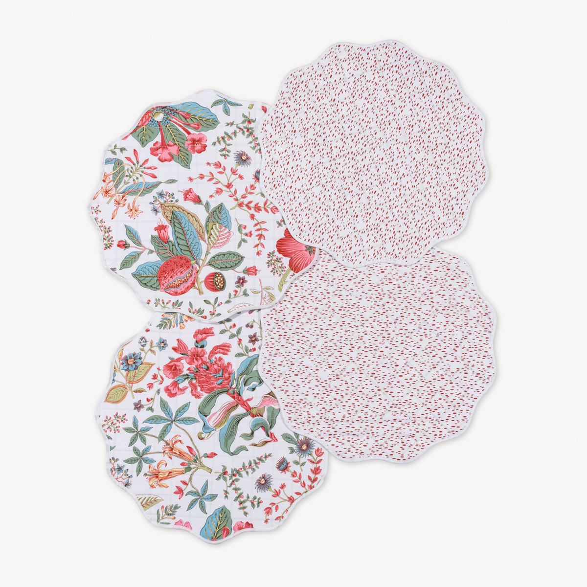 Pack of 4 Matouk Reversible Placemats Collection in Pomegranate Pink Coral/Celine Redberry