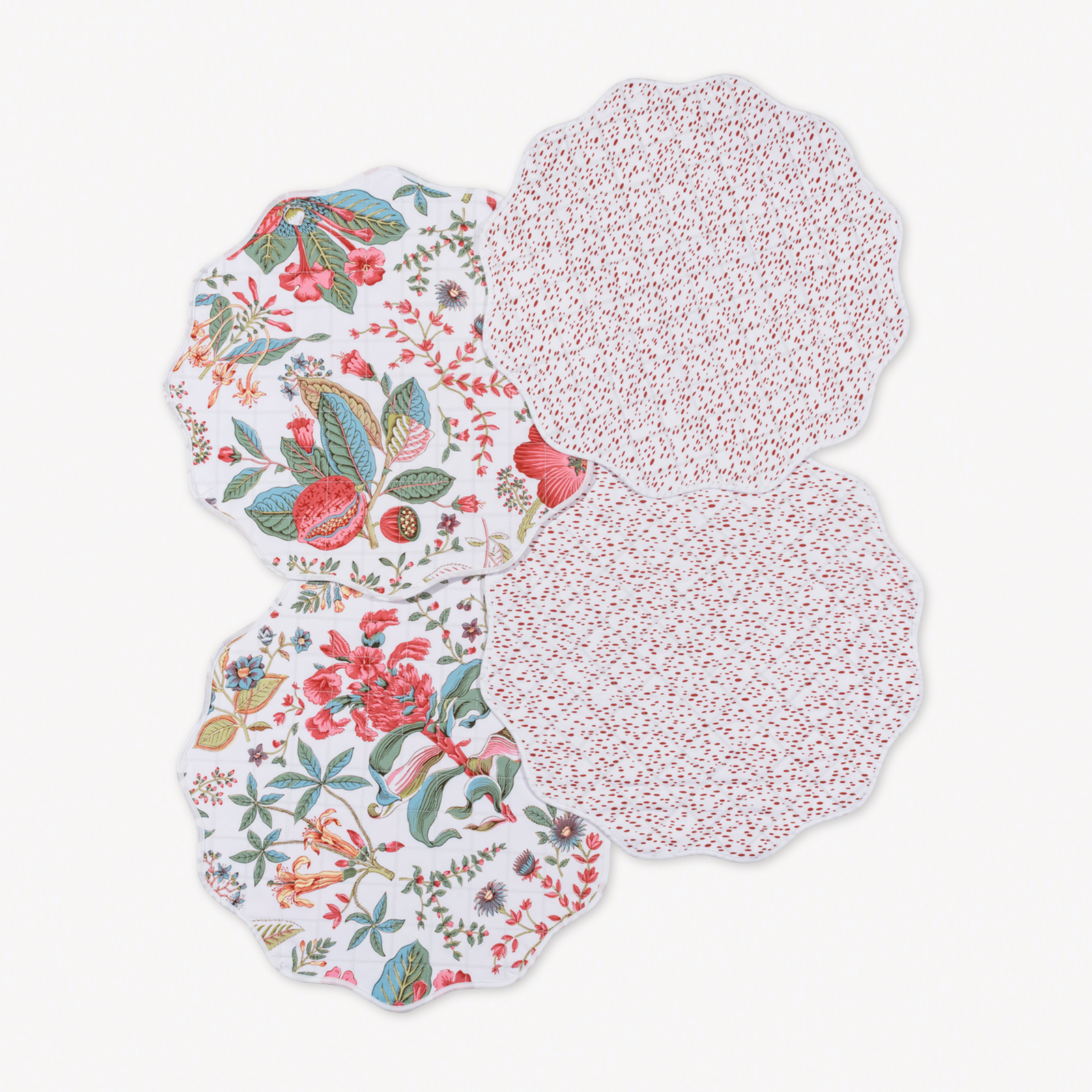 Pack of 4 Matouk Reversible Placemats Collection in Pomegranate Pink Coral/Celine Redberry