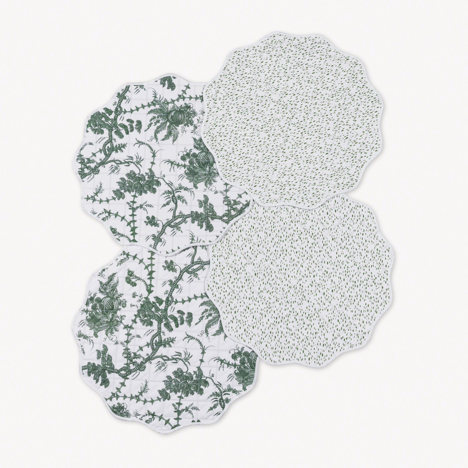 Pack of 4 Matouk Reversible Placemats Collection in San Cristobal Green/Celine Grass