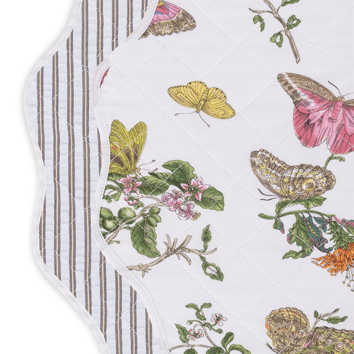 Swatch of Matouk Reversible Placemat Collection in Baudin Butterfly Pink/Matteo Bark