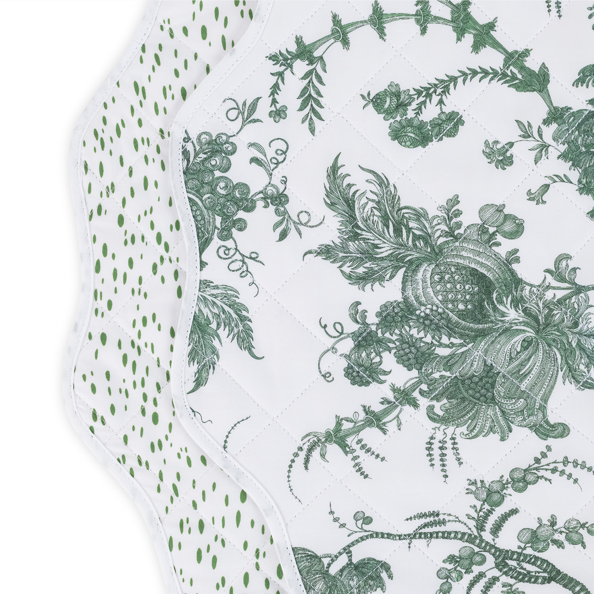 Swatch of Matouk Reversible Placemat Collection in San Cristobal Green/Celine Grass