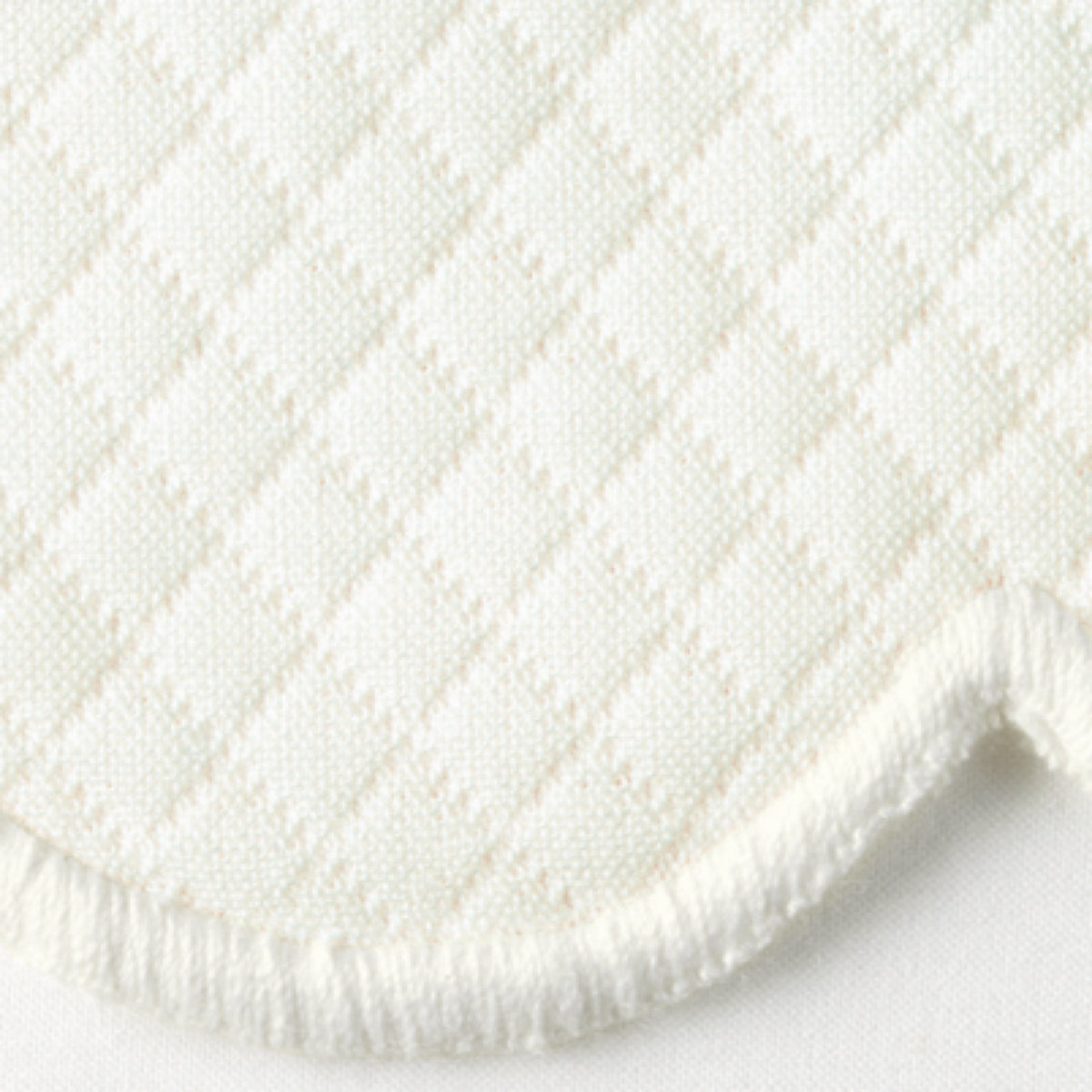 Close-up of Bone Matouk Savannah Gardens diamond pique table linens
