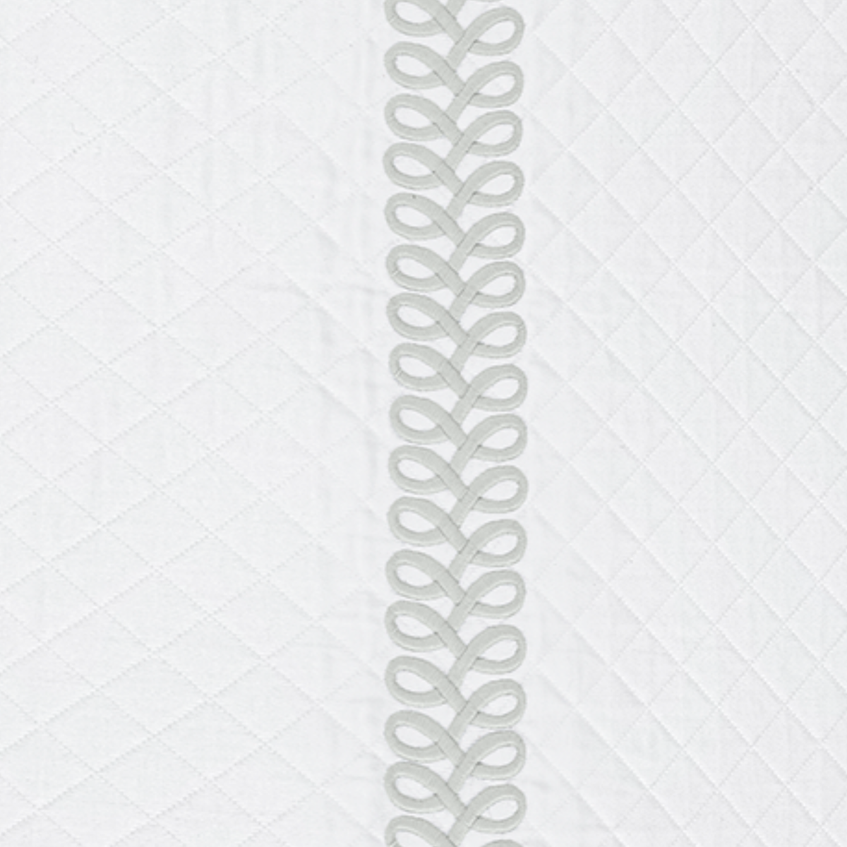 Swatch Sample of Matouk Schumacher Astor Braid Matelassé Bedding in Silver Color