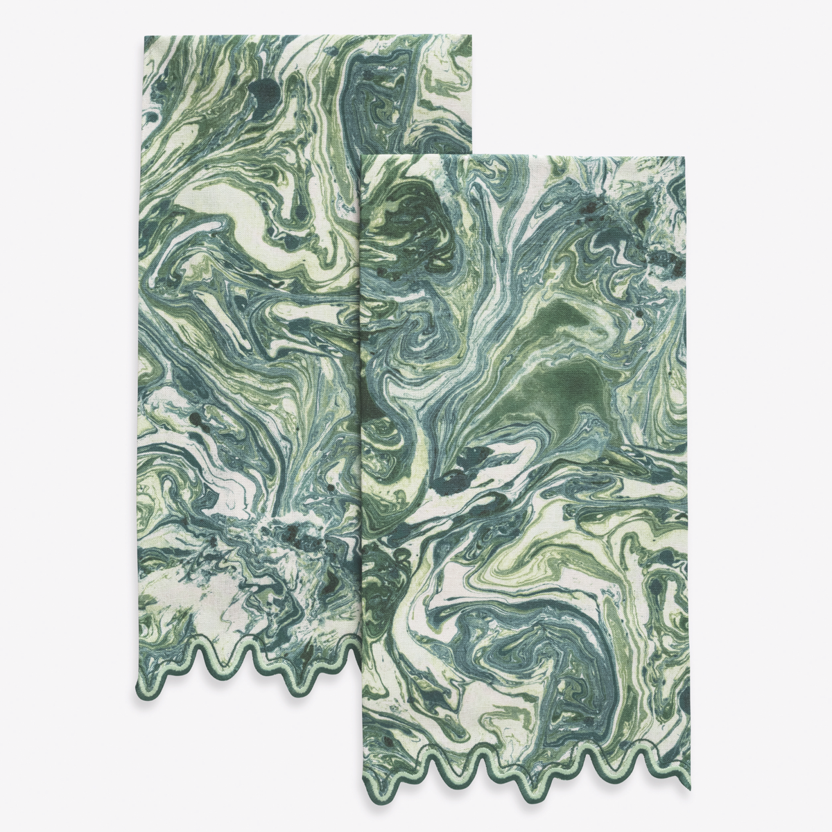 Pair of Matouk Schumacher Balthazar Guest Towels in Emerald color